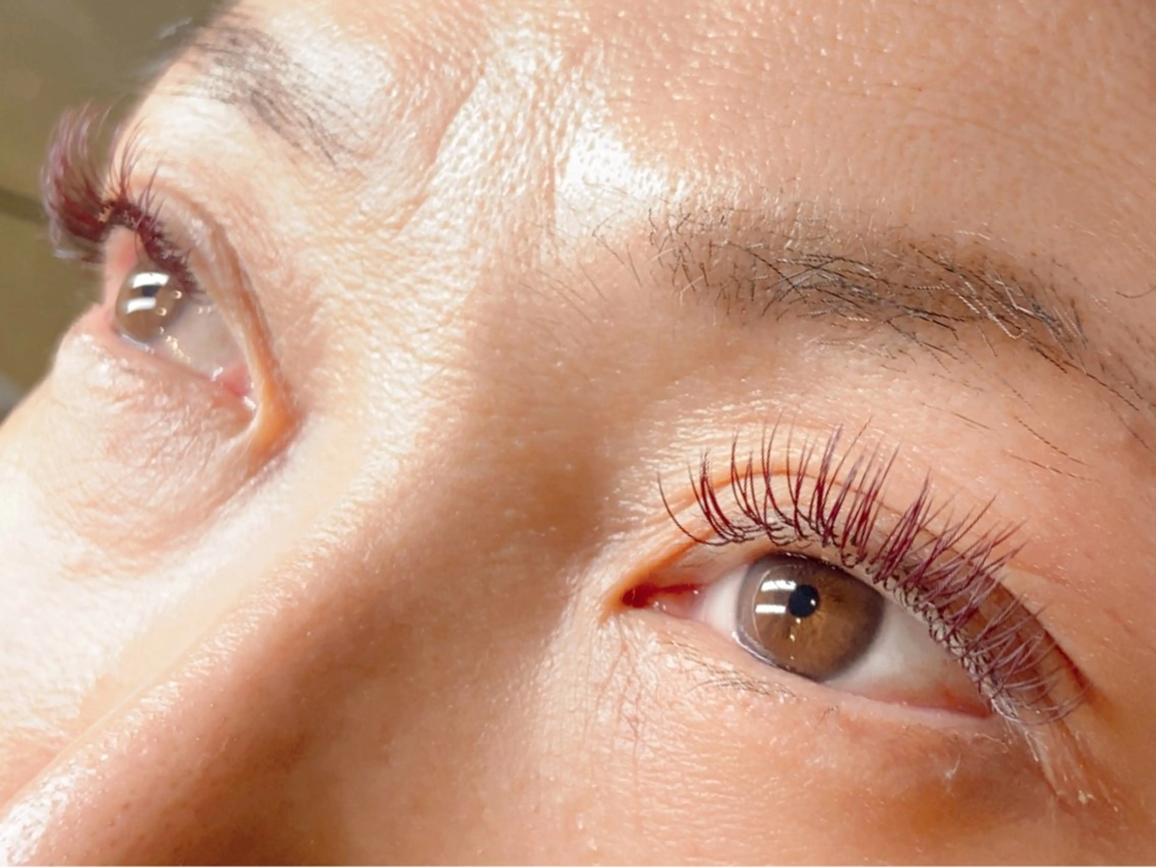 【ワインレッドカラーエクステ】フラットラッシュ120本まで　￥4000の写真