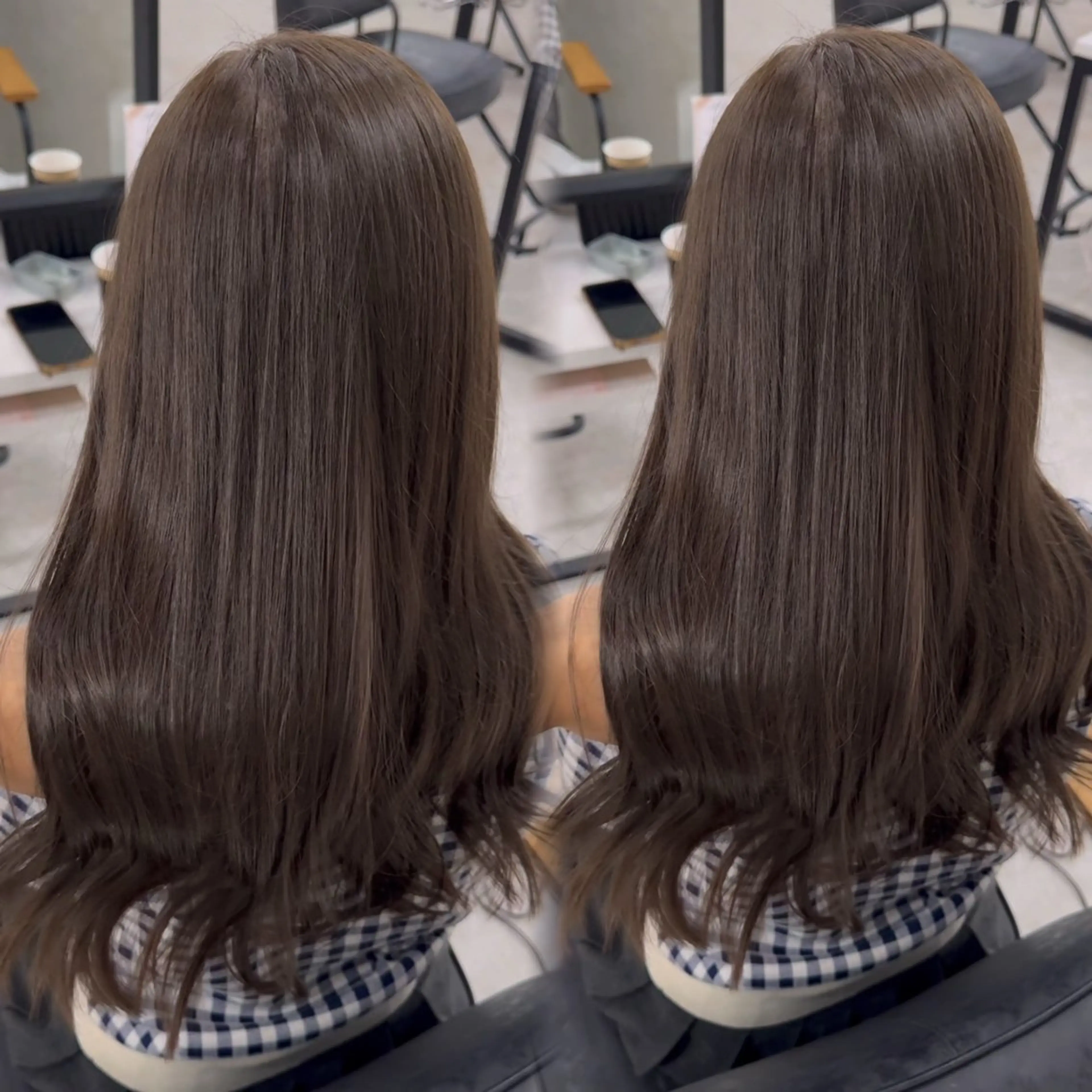 ロング カラー アッシュ アッシュブラウン ベージュカラー 黒髪 ブリーチ カット ヘアカラー トリートメント 赤み無し柔らかカラー 【梅田】madokaのヘアスタイル