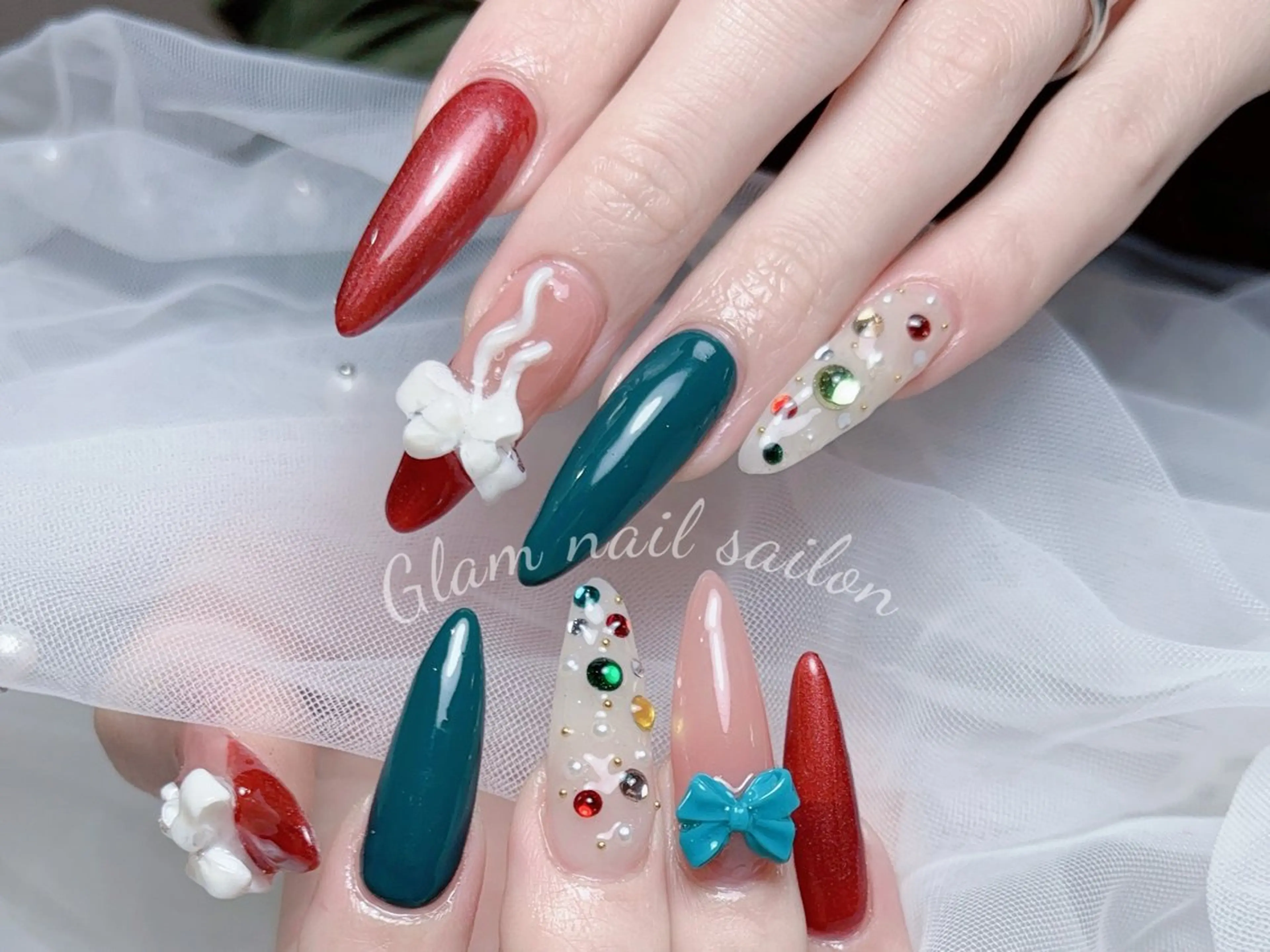 ネイル エツメ💅 長さだし🎀デザインのネイルデザイン