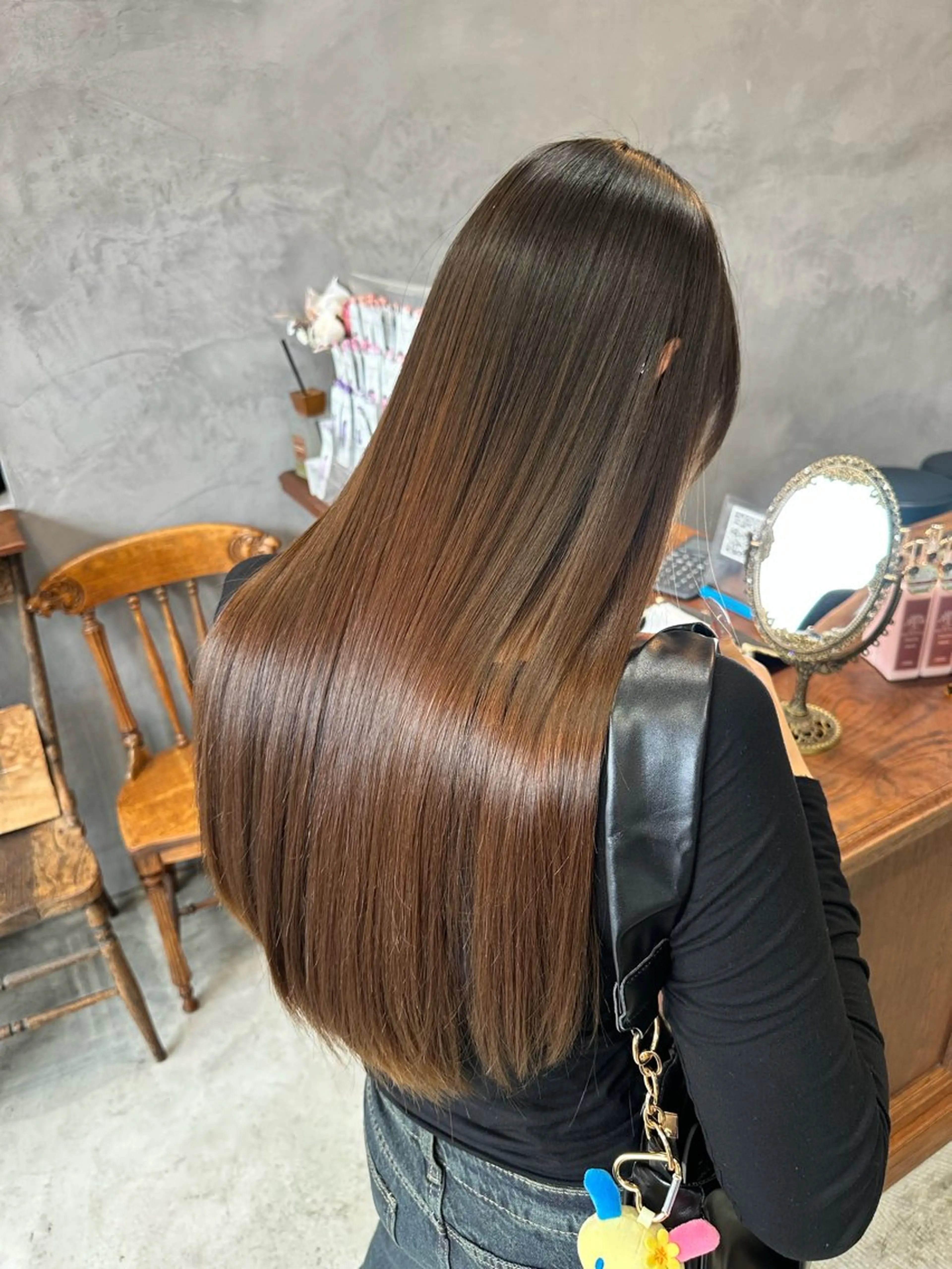 ロング 縮毛矯正 韓国ヘア/透明感 カラー/金子 愛優のヘアスタイル