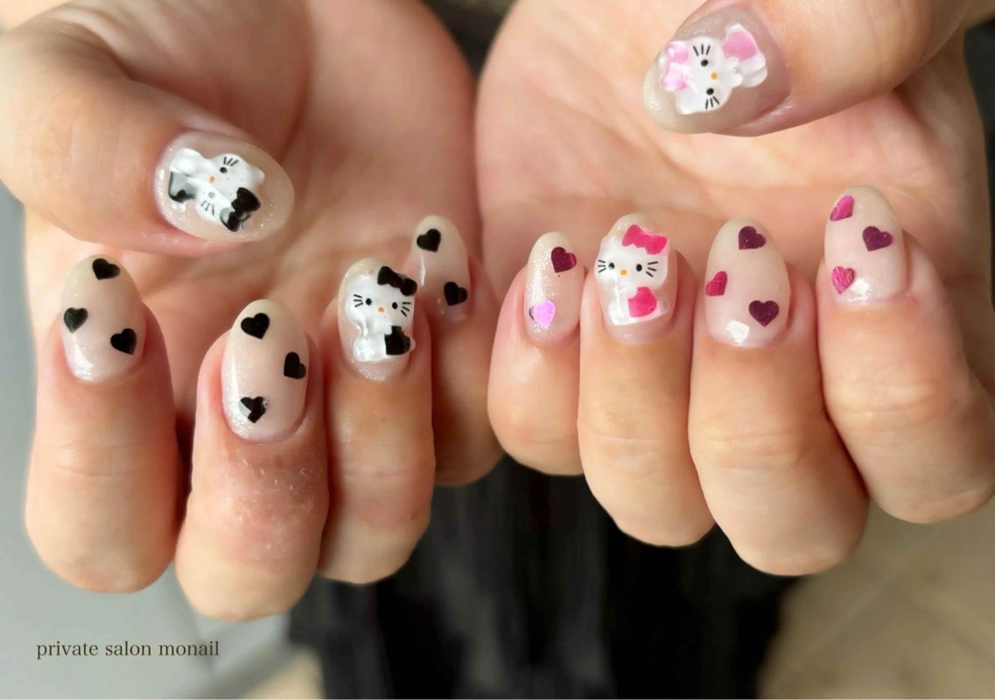 ネイル ハート 持ち込み ハンドネイル nail salon monailのネイルデザイン