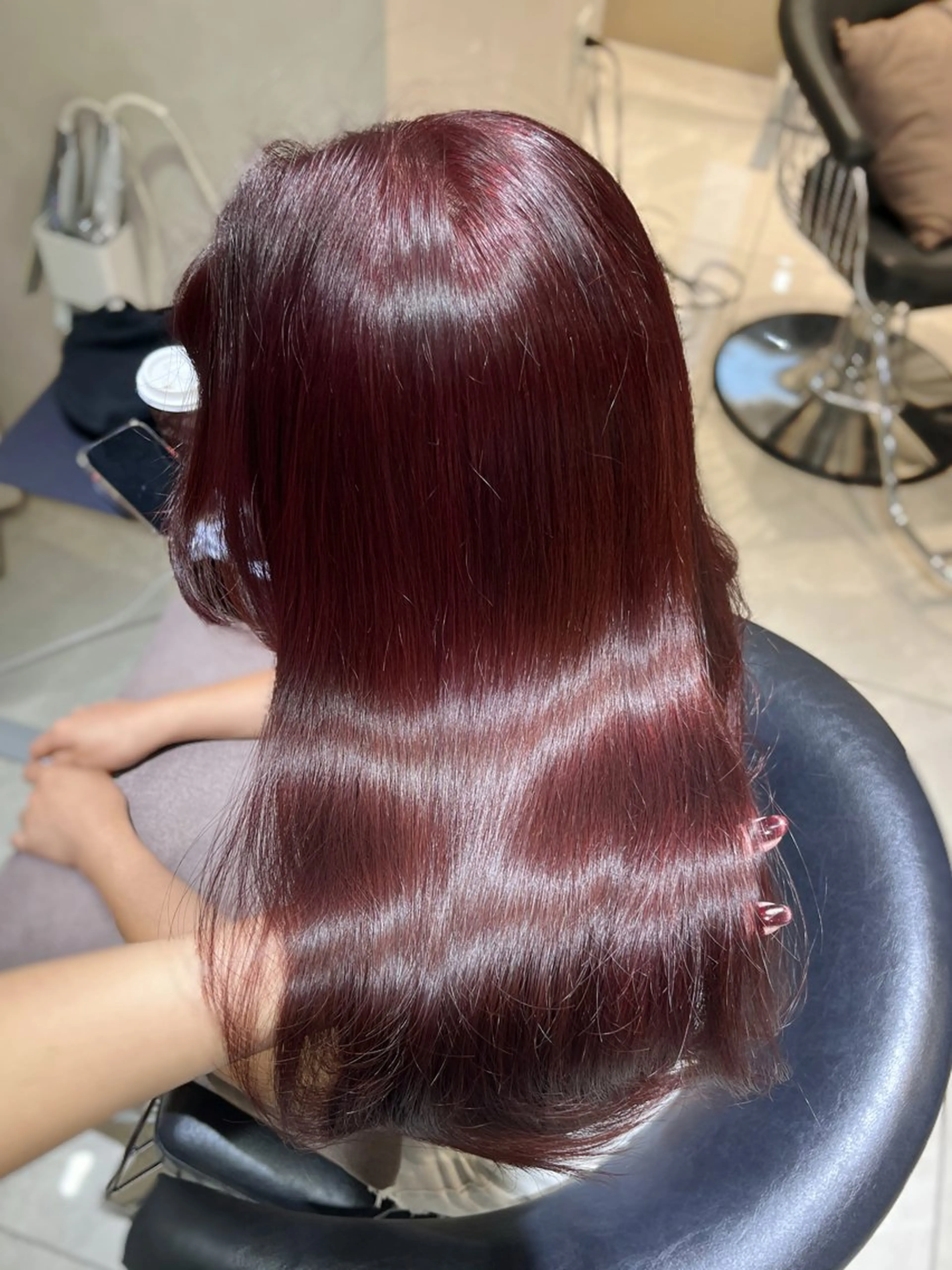 ロング カラー ブリーチ レッドカラー ヘアカラー トリートメント 韓国レイヤー×モテ髪 /MITSUKI🤍のヘアスタイル