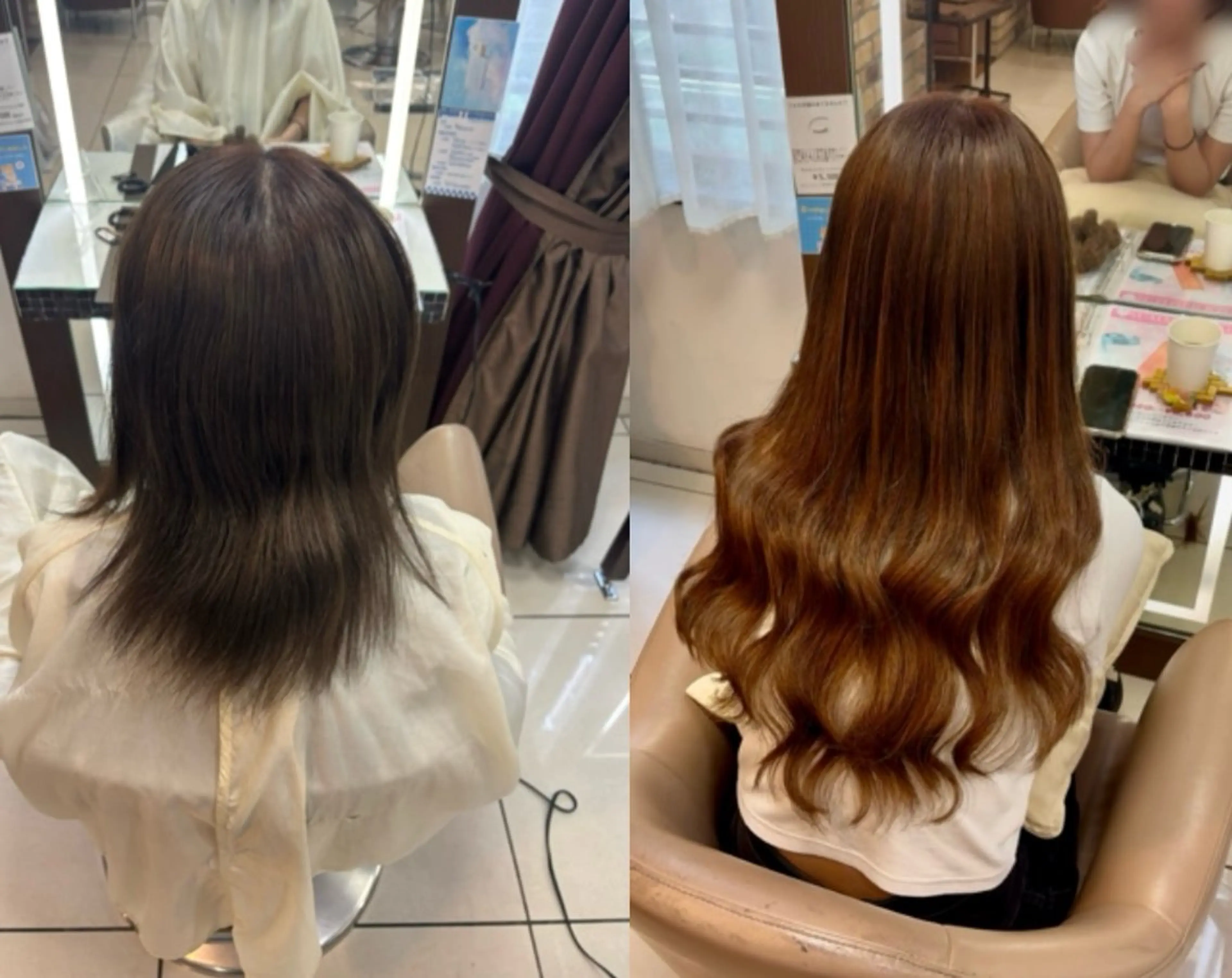 ロング ヘアカラー エクステ 暖色カラー❤️横浜 エクステらん🦖のヘアスタイル