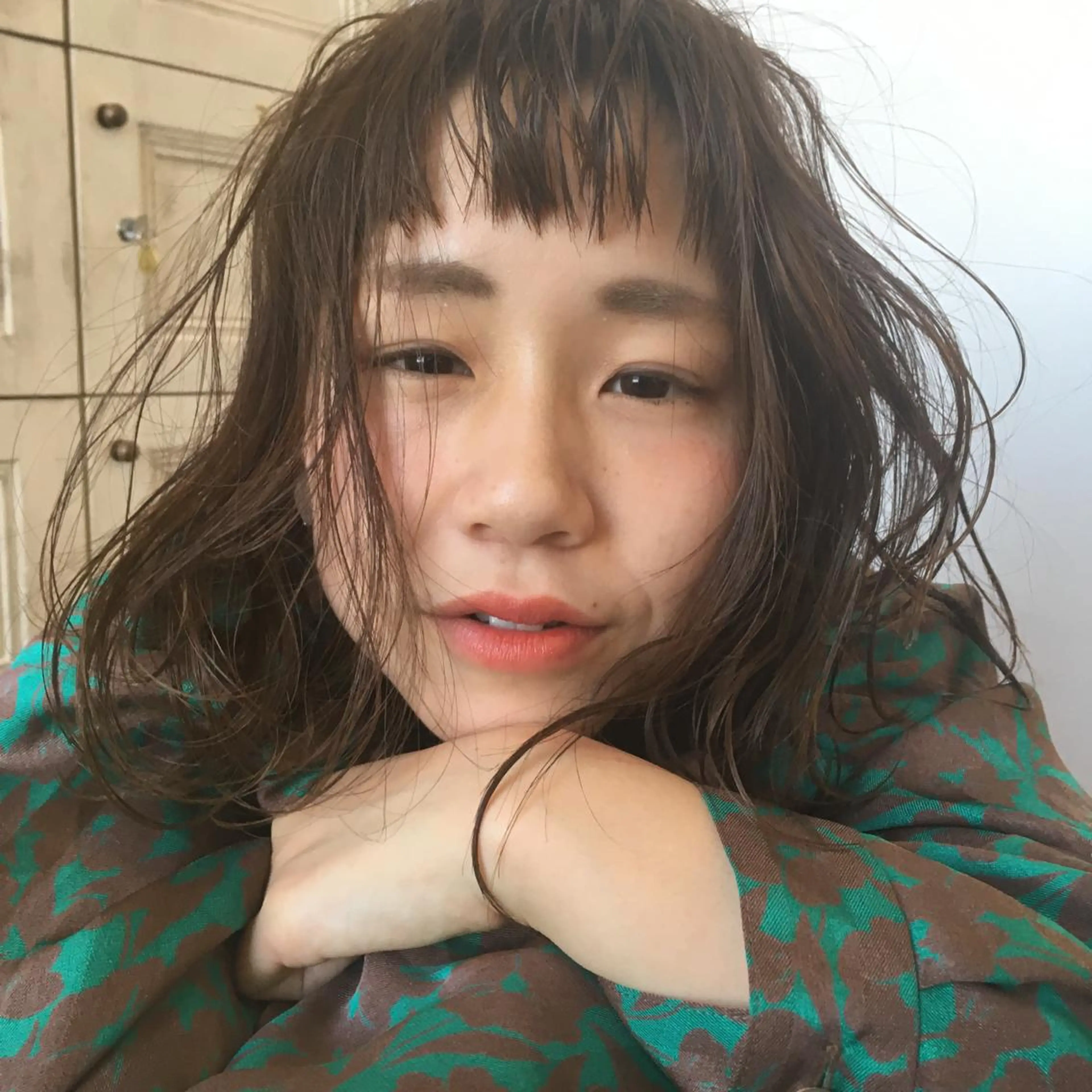 ミディアム カラー パーマ 福島 純子のヘアスタイル