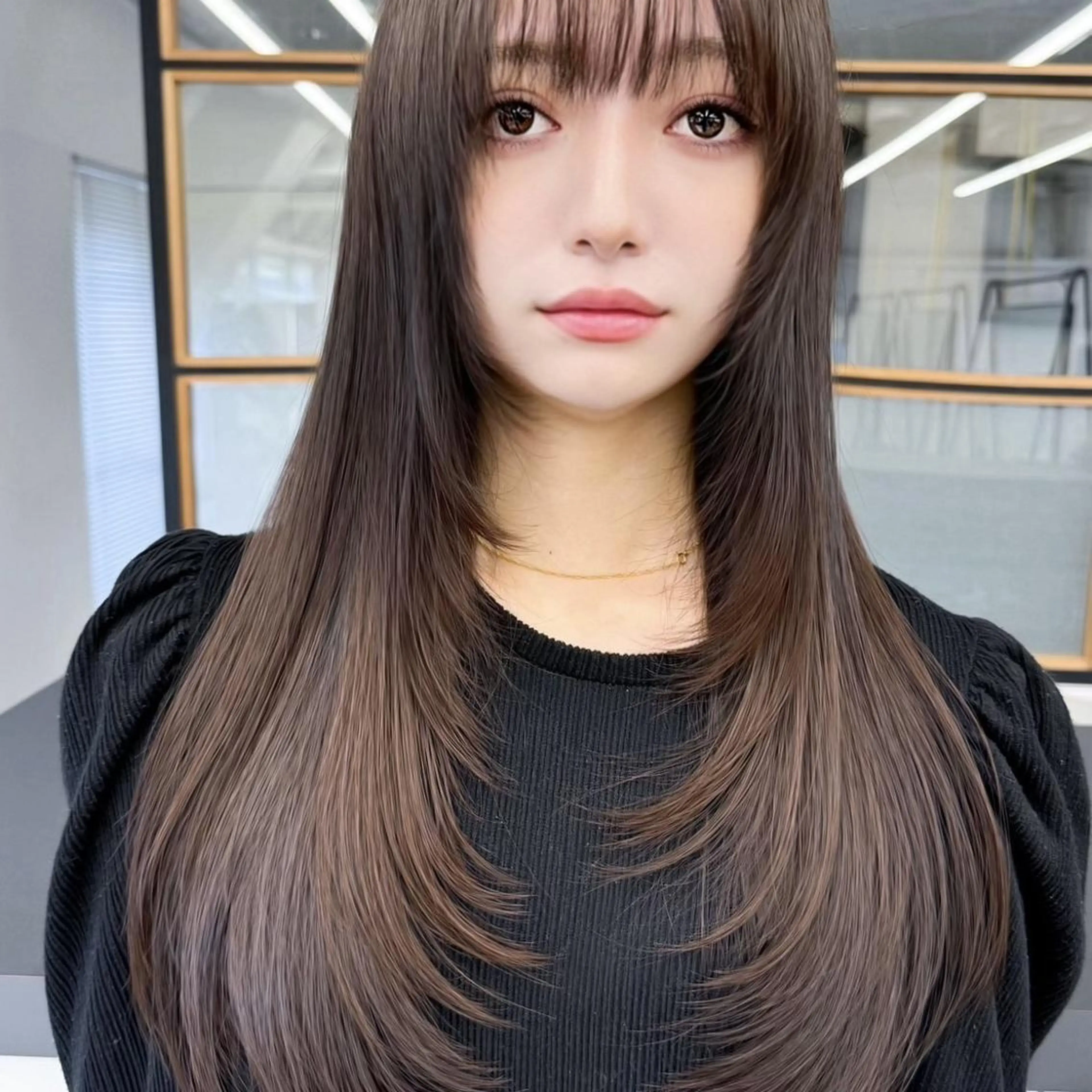 ロング 縮毛矯正 酸性ストレート 縮毛矯正 髪質改善/レイヤー/ 透明感カラー🩶結華のヘアスタイル