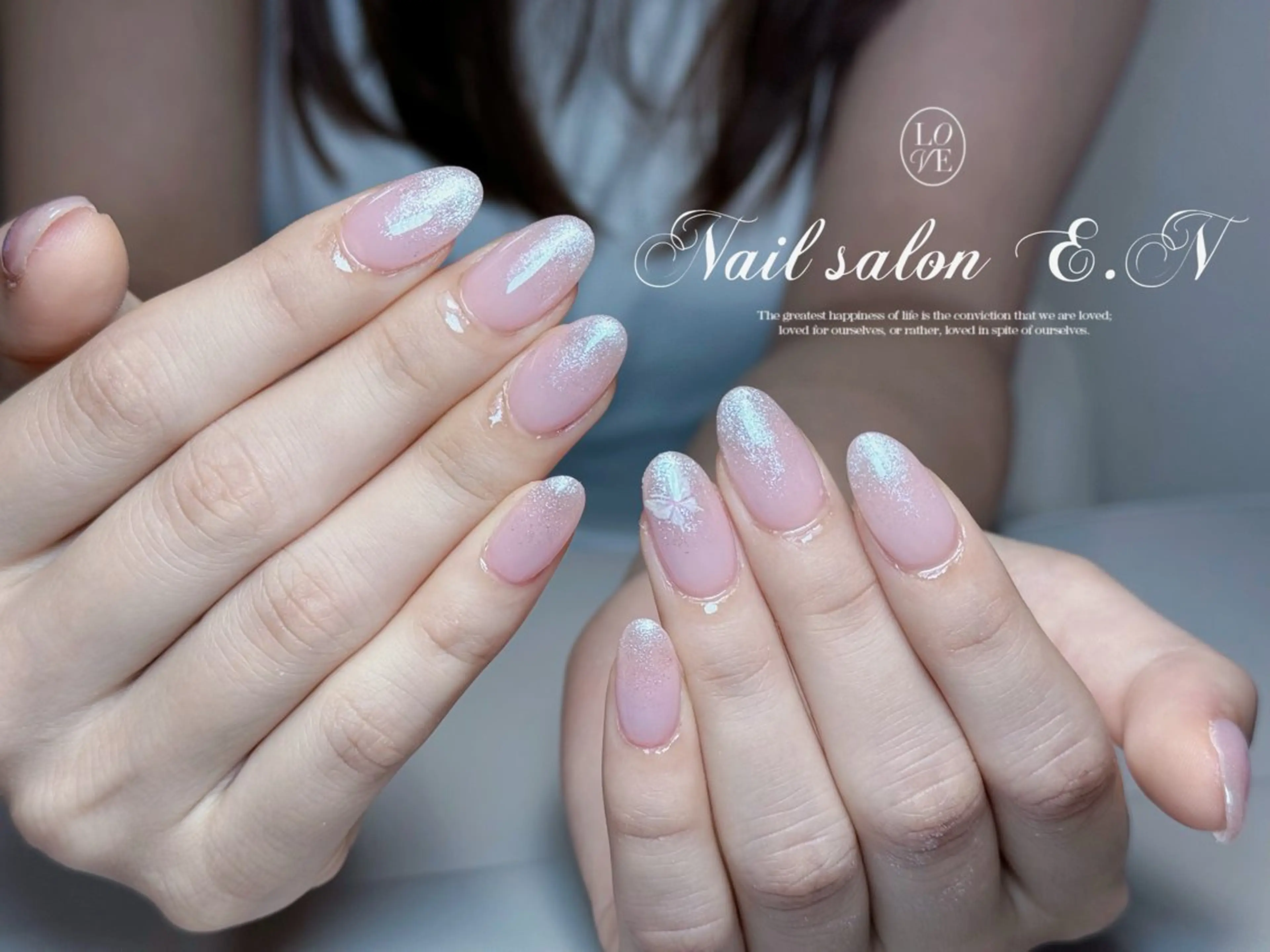 ネイル アートネイル オーロラネイル ガーリー キラキラネイル 韓国ネイル E.N🦋 長さ出し/持ち込みのネイルデザイン