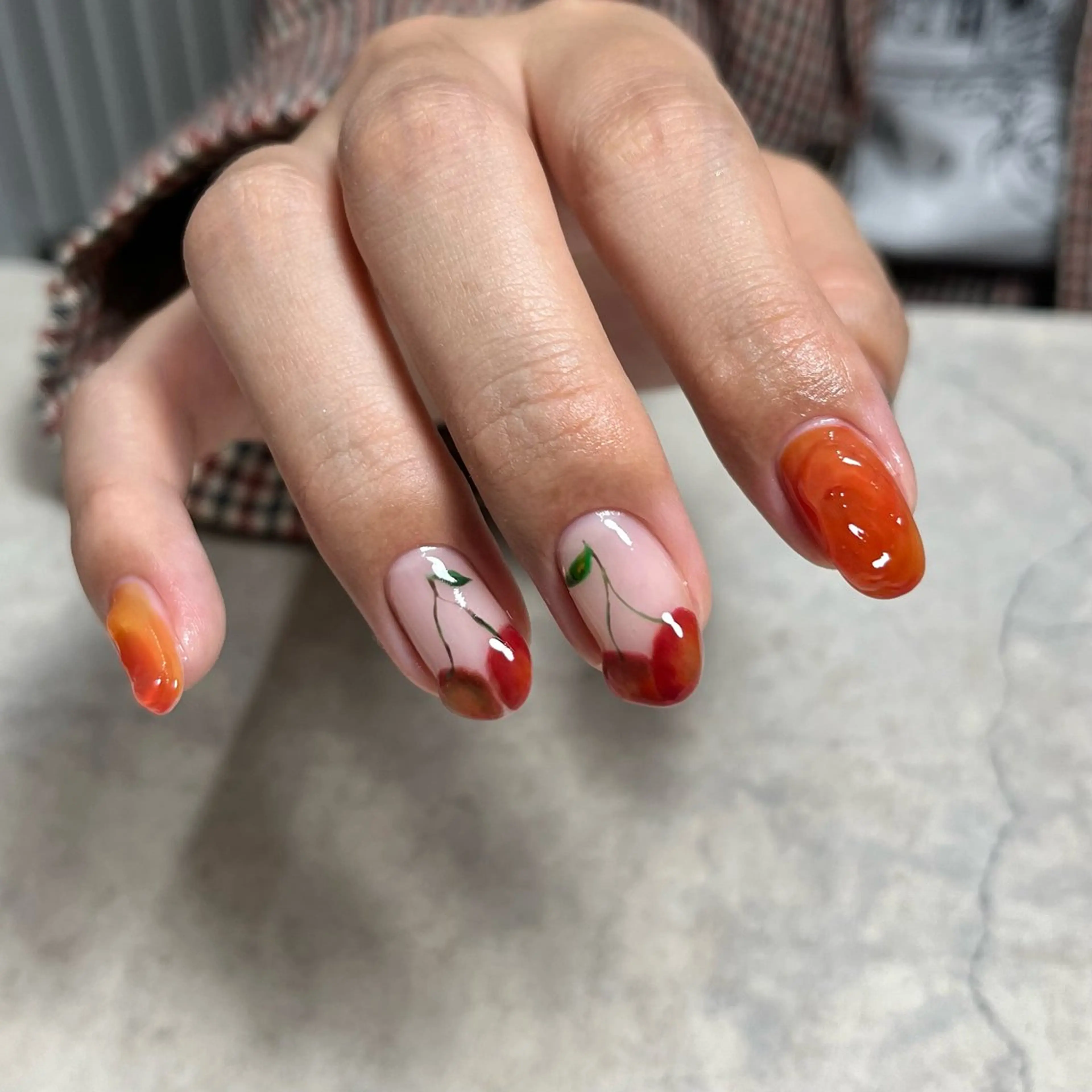 ネイル グリーン ぷっくりネイル ハンドネイル vegh. nail／阿波座のネイルデザイン