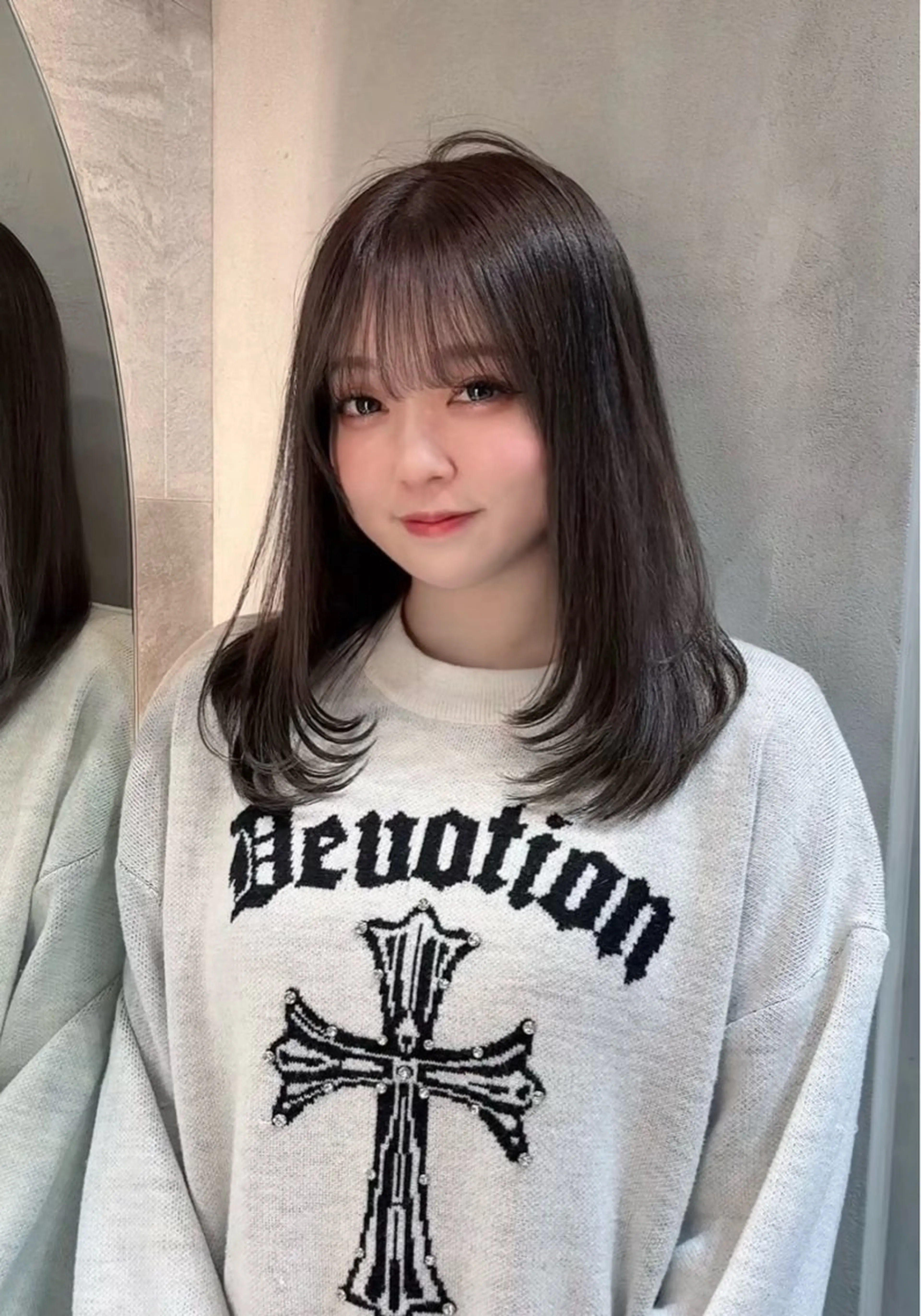 ミディアム ミディアムレイヤー 韓国風ヘア レイヤーカット 韓国レイヤー／似合わ せ／nazuna🩵のヘアスタイル