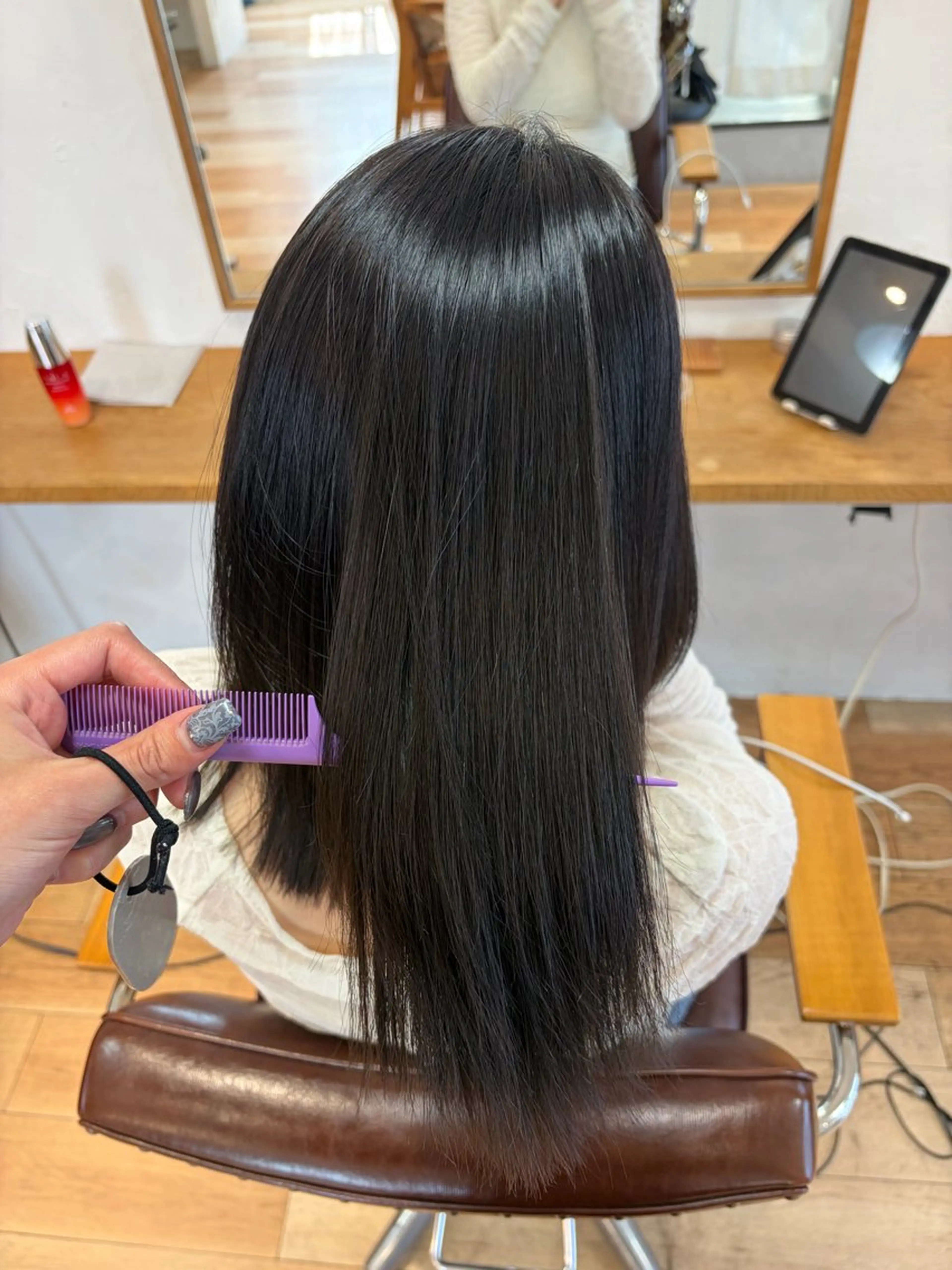 セミロング カラー 縮毛矯正 カット ヘアカラー 縮毛矯正 縮毛矯正✨透明感 ☘️mariamuのヘアスタイル