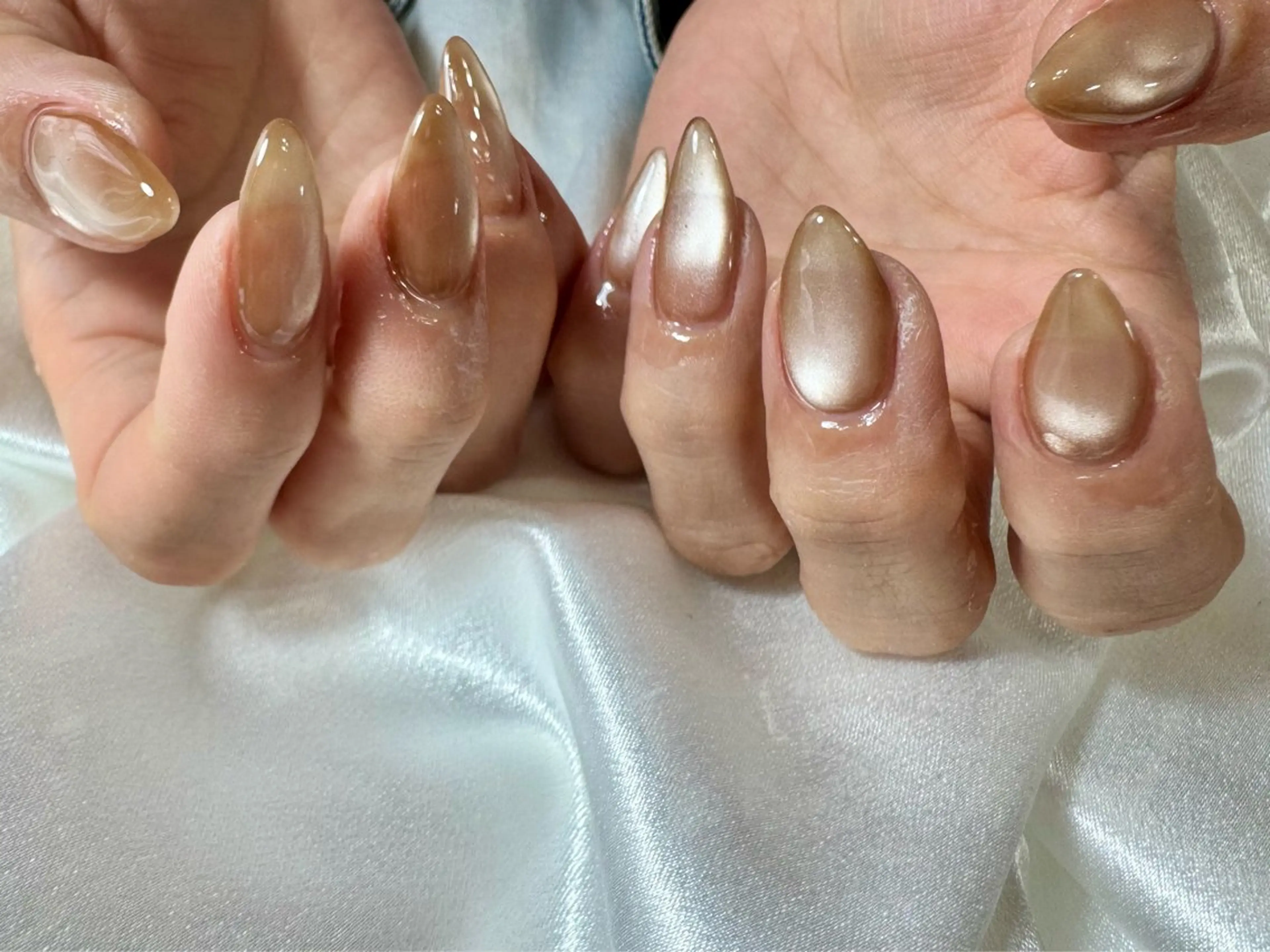 ネイル オーロラネイル 桜ネイル フラワーネイル フットネイル フレンチネイル ハンドネイル kikinail 溝の口のネイルデザイン