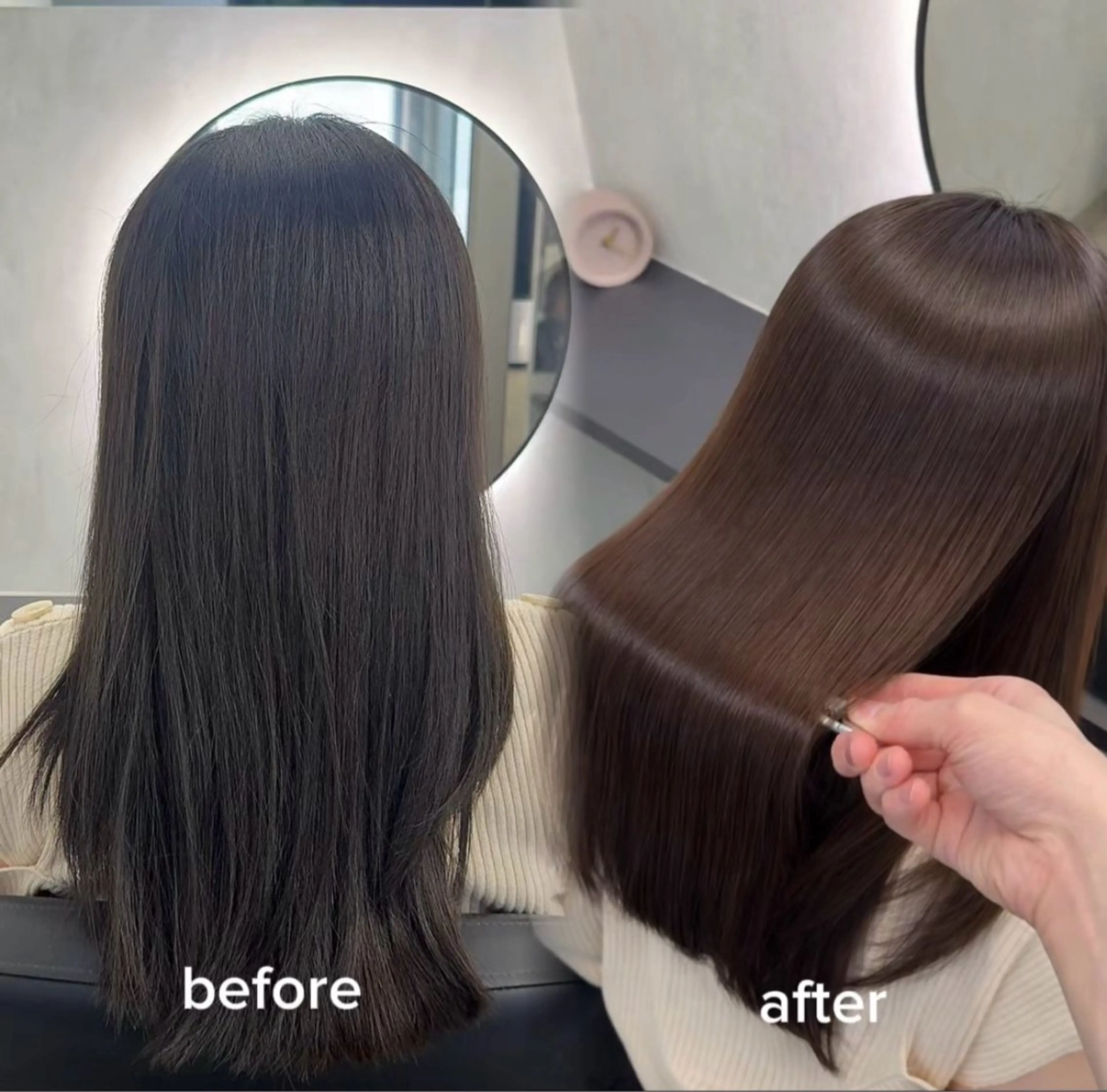 ミディアム カラー ヘアアレンジ カット ヘアカラー 縮毛矯正 トリートメント 新宿 /髪質改善/ 縮毛矯正/ヒュウガのヘアスタイル