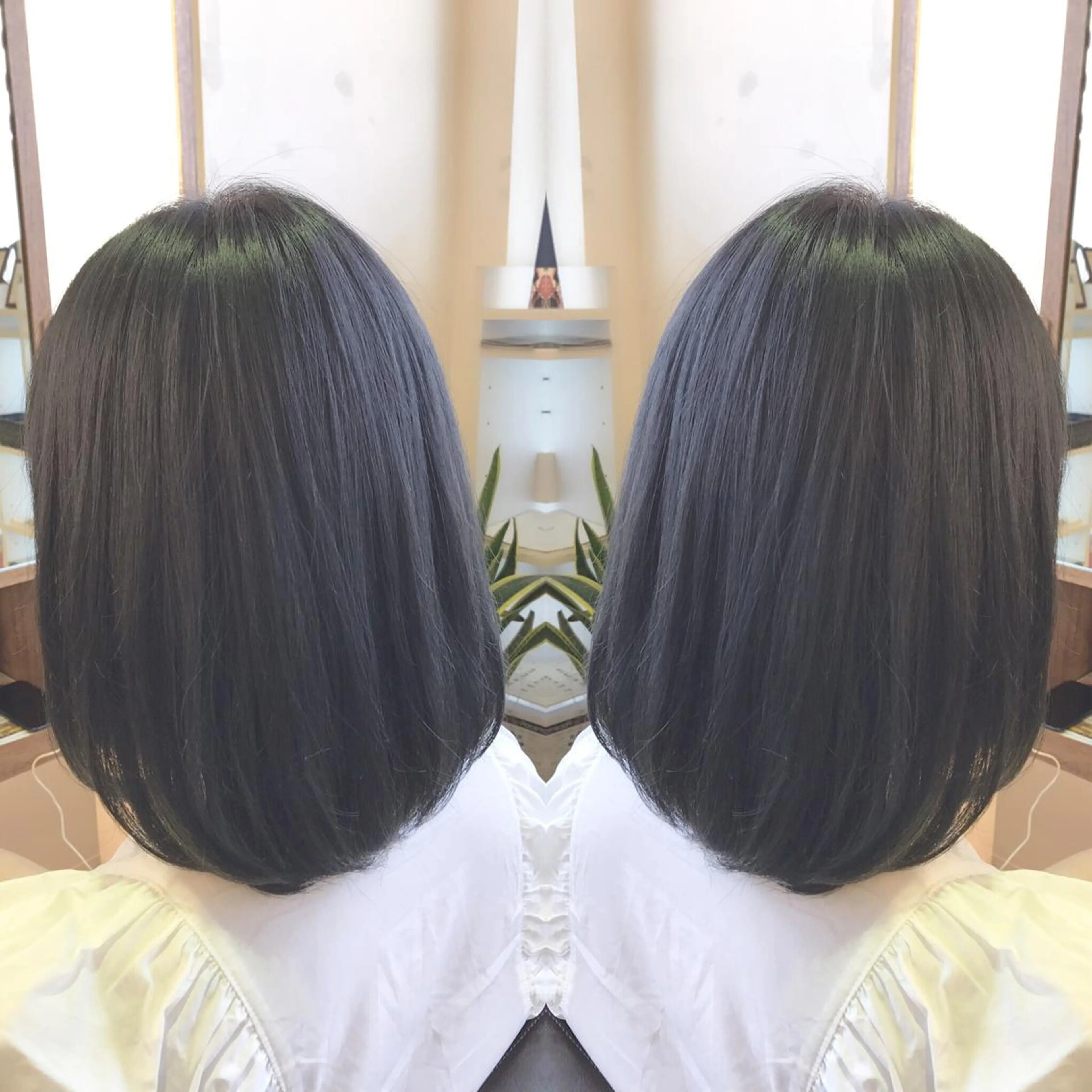 ミディアム カラー グレージュ ネイビーカラー 青木 茂樹⭐️ 透明感カラーのヘアスタイル