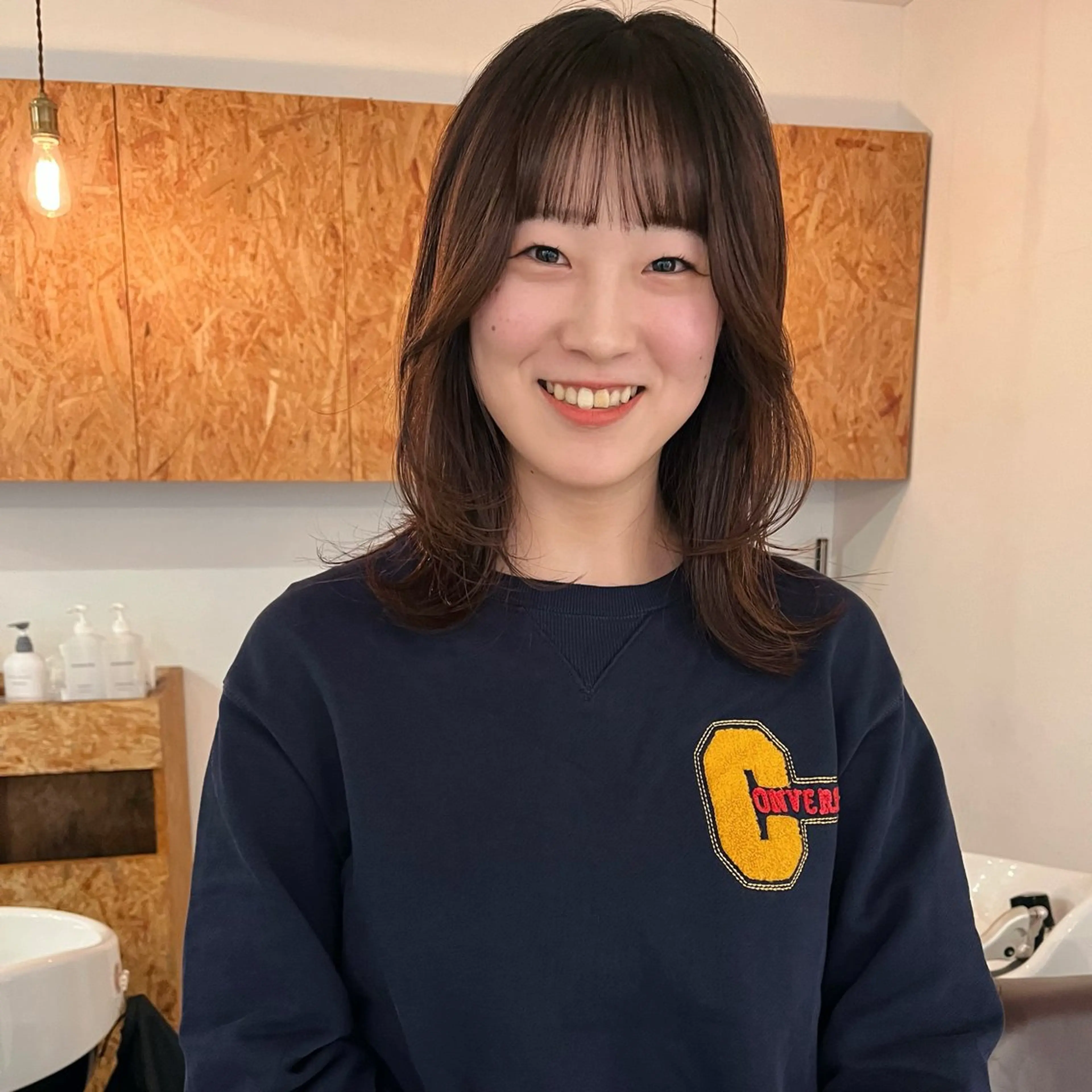 ミディアム レイヤーカット 暖色/パーマ 🌼クニトウメイのヘアスタイル