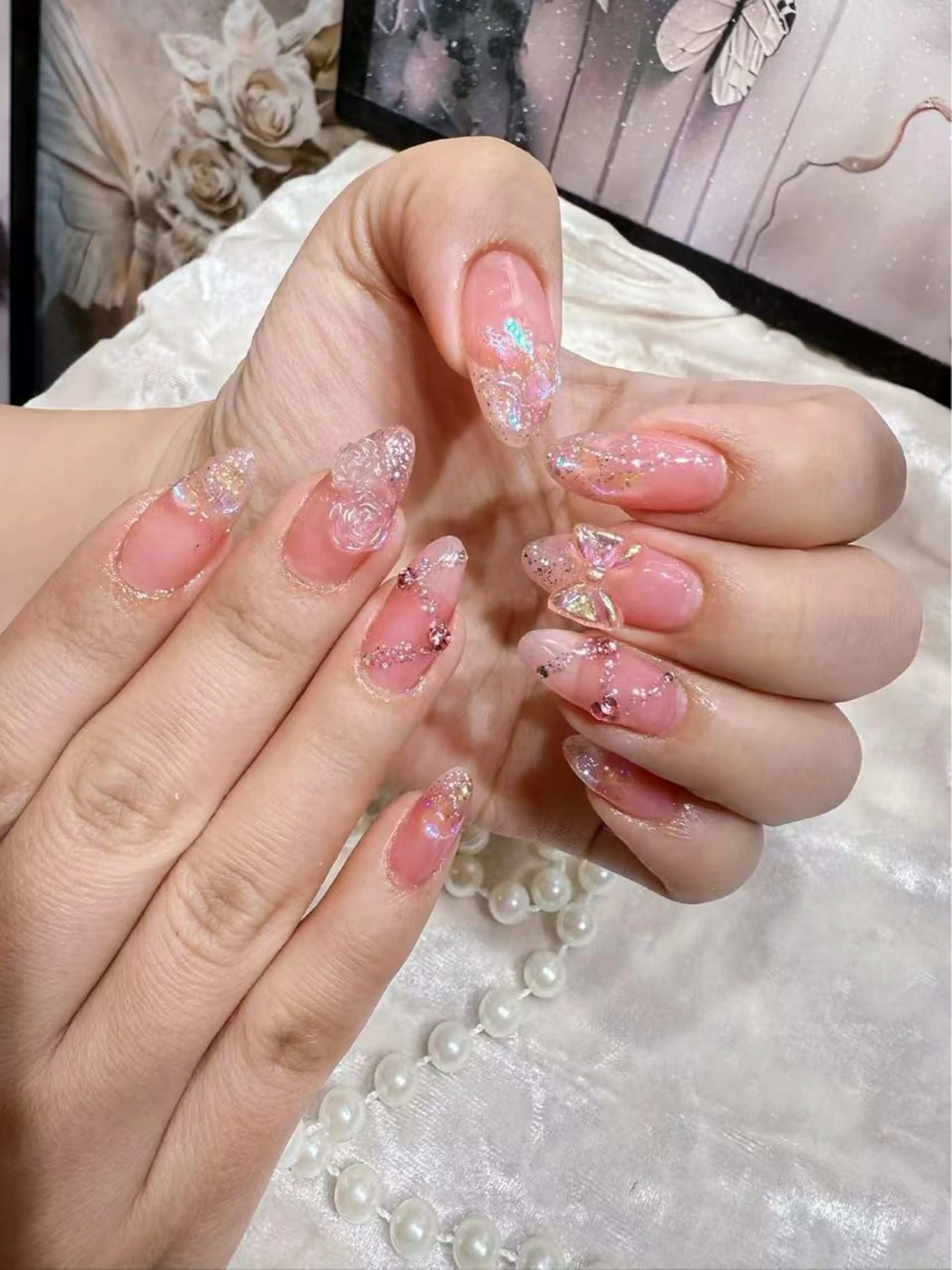 ネイル アートネイル フットネイル ジェルネイル ハート マグネットネイル babarla Nailのネイルデザイン