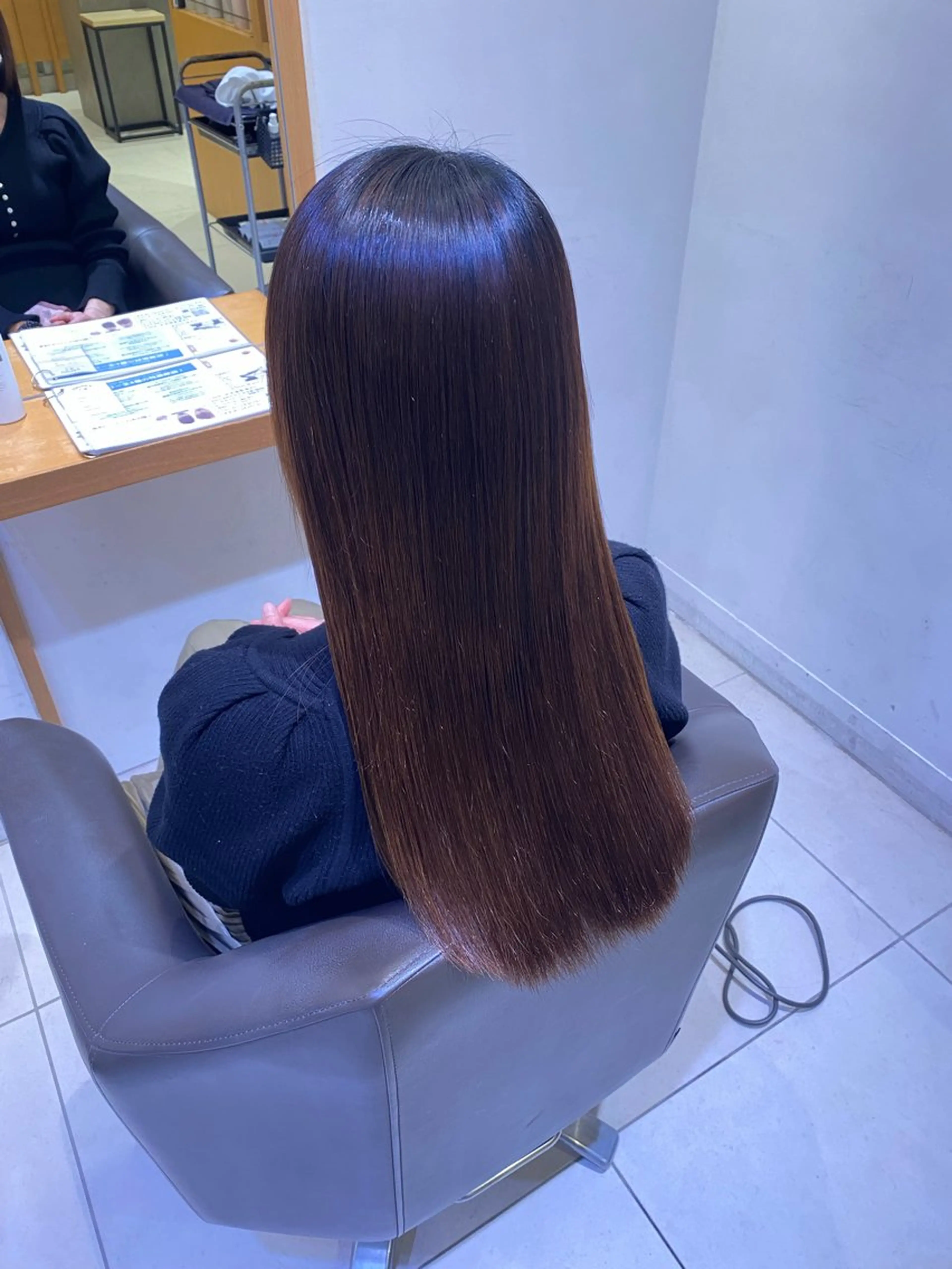 ロング パーマ 縮毛矯正 トリートメント 💎ツヤ髪ストレート カラー💎かのんのヘアスタイル