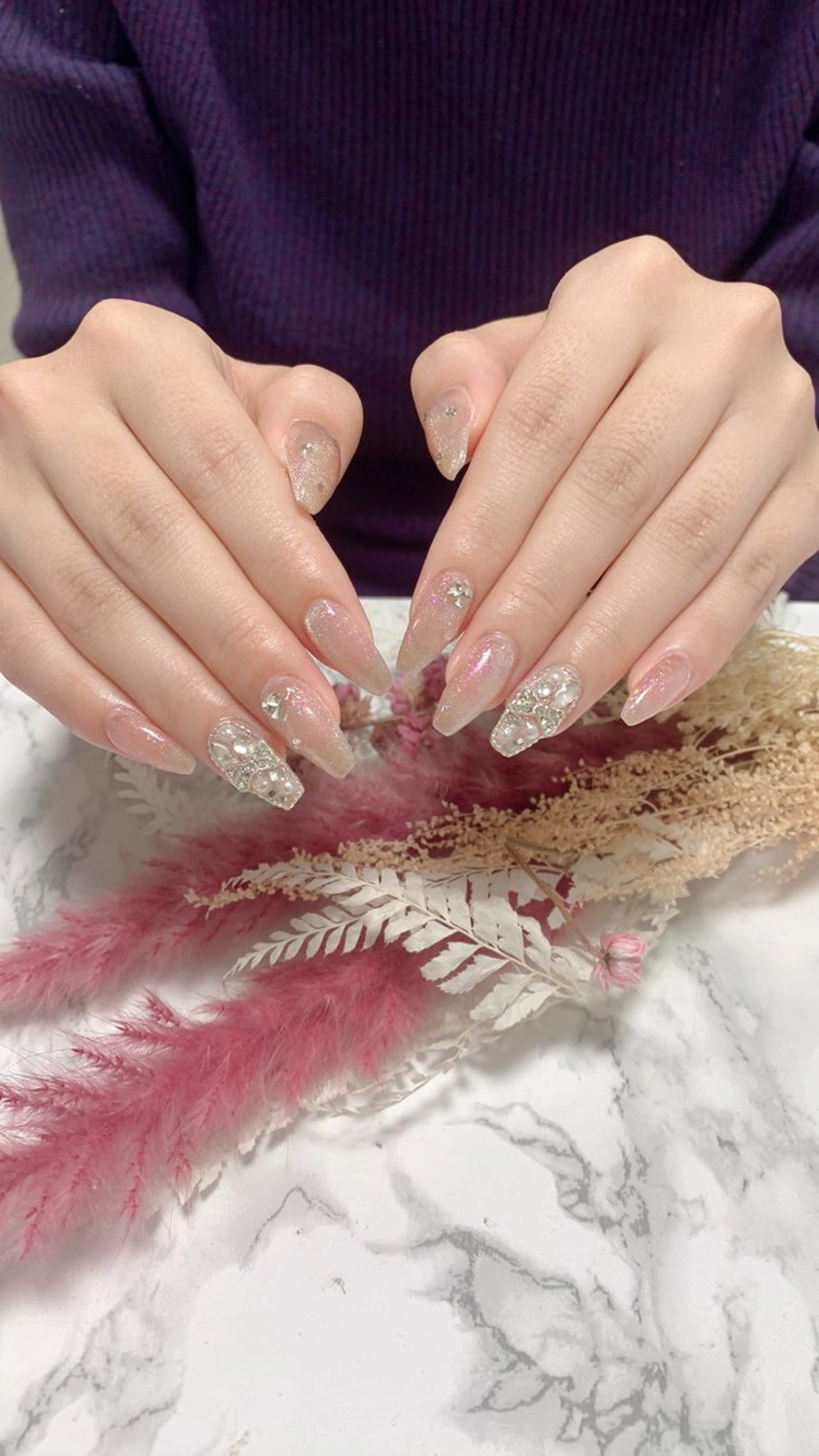 ネイル はな💎ネイル ワンホン、長さ出しのネイルデザイン