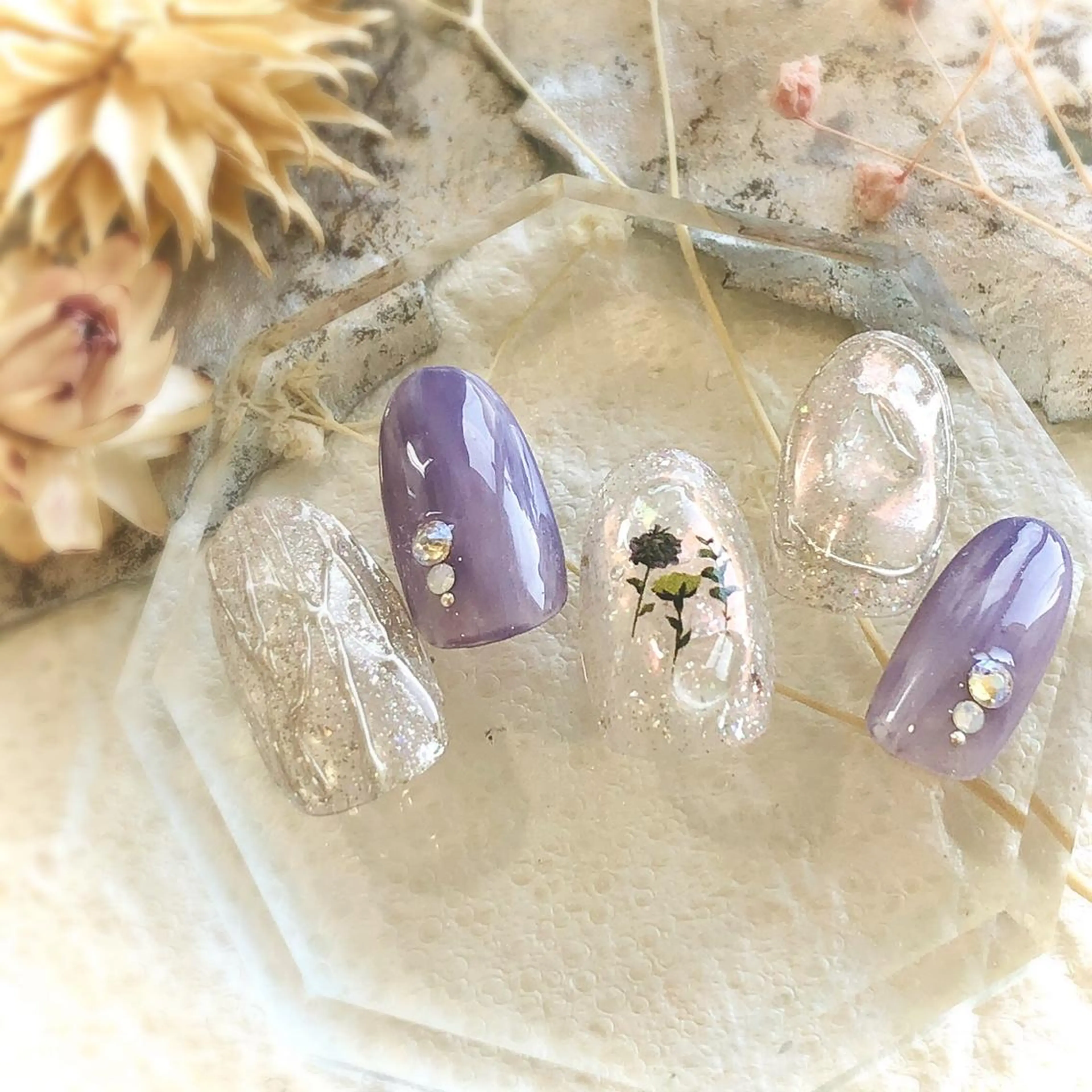 ネイル ジェルネイル ミラーネイル 持ち込み パラジェル 春ネイル nail salon Regaosのネイルデザイン