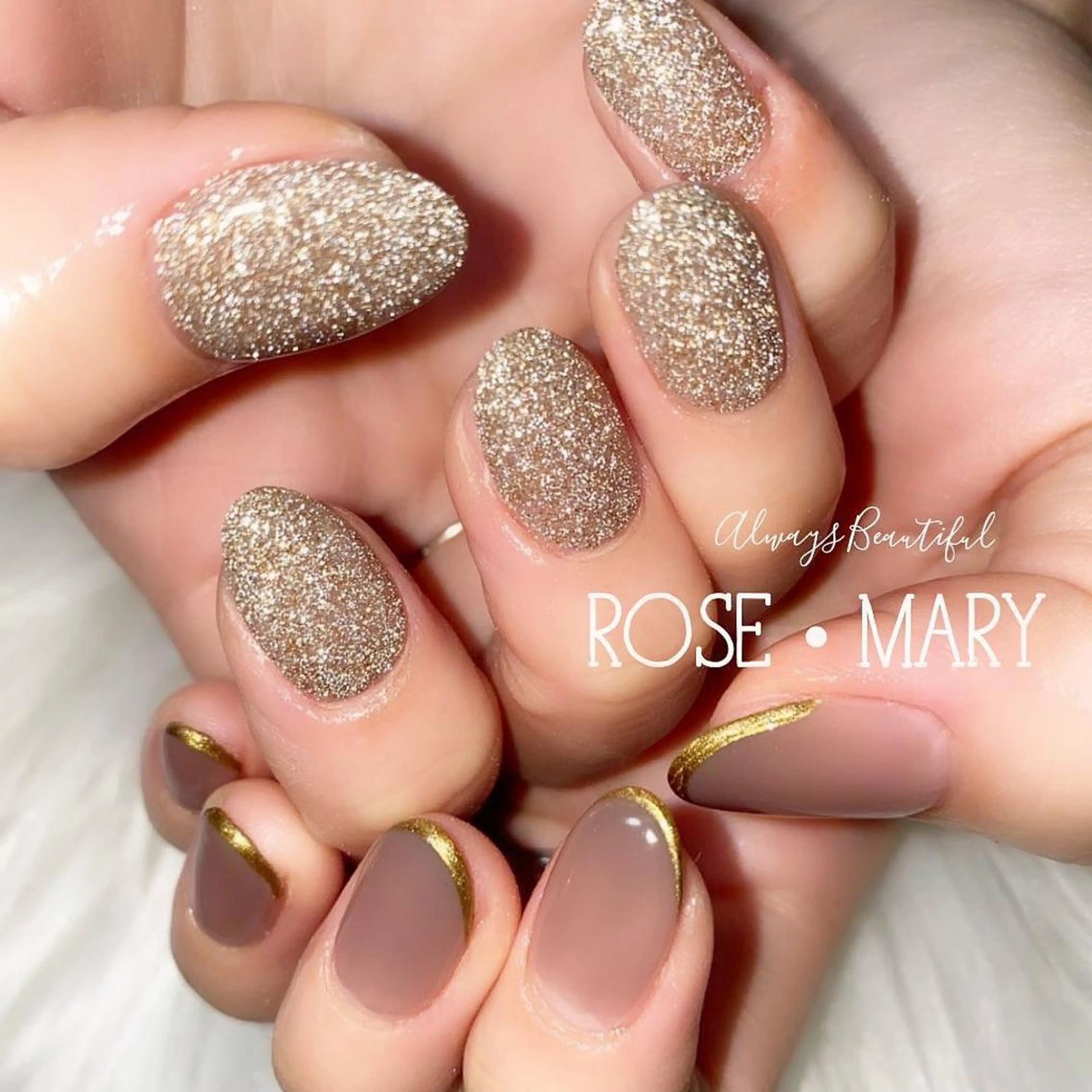 ショート ネイル フラッシュネイル ハンドネイル ROSE・ MARY 鈴木のネイルデザイン