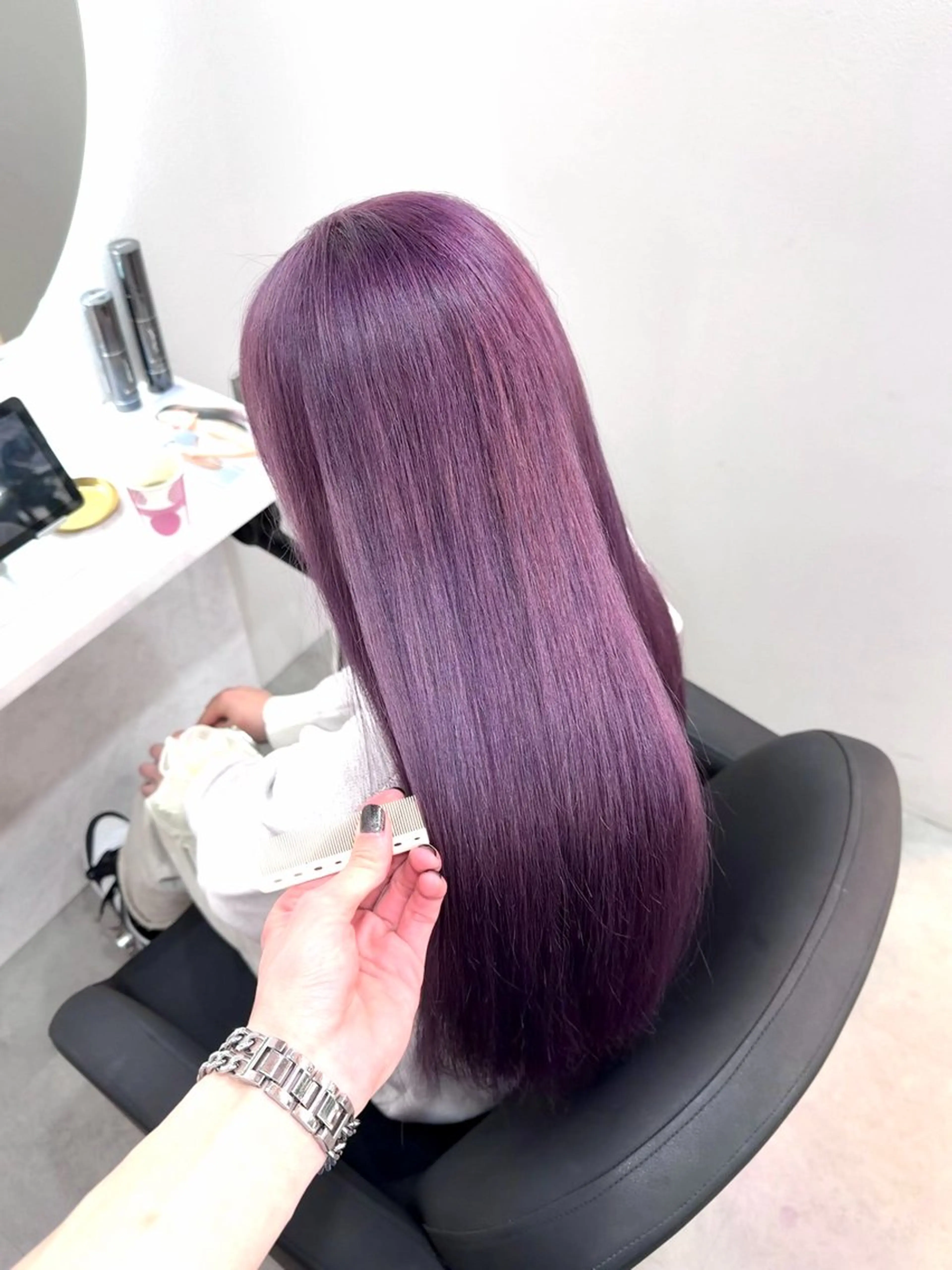 ロング カラー ブリーチ 透明感カラー ラベンダーカラー ラベンダーピンク ピンクカラー カット ヘアカラー 髪質改善/縮毛矯正 taichi/梅田のヘアスタイル