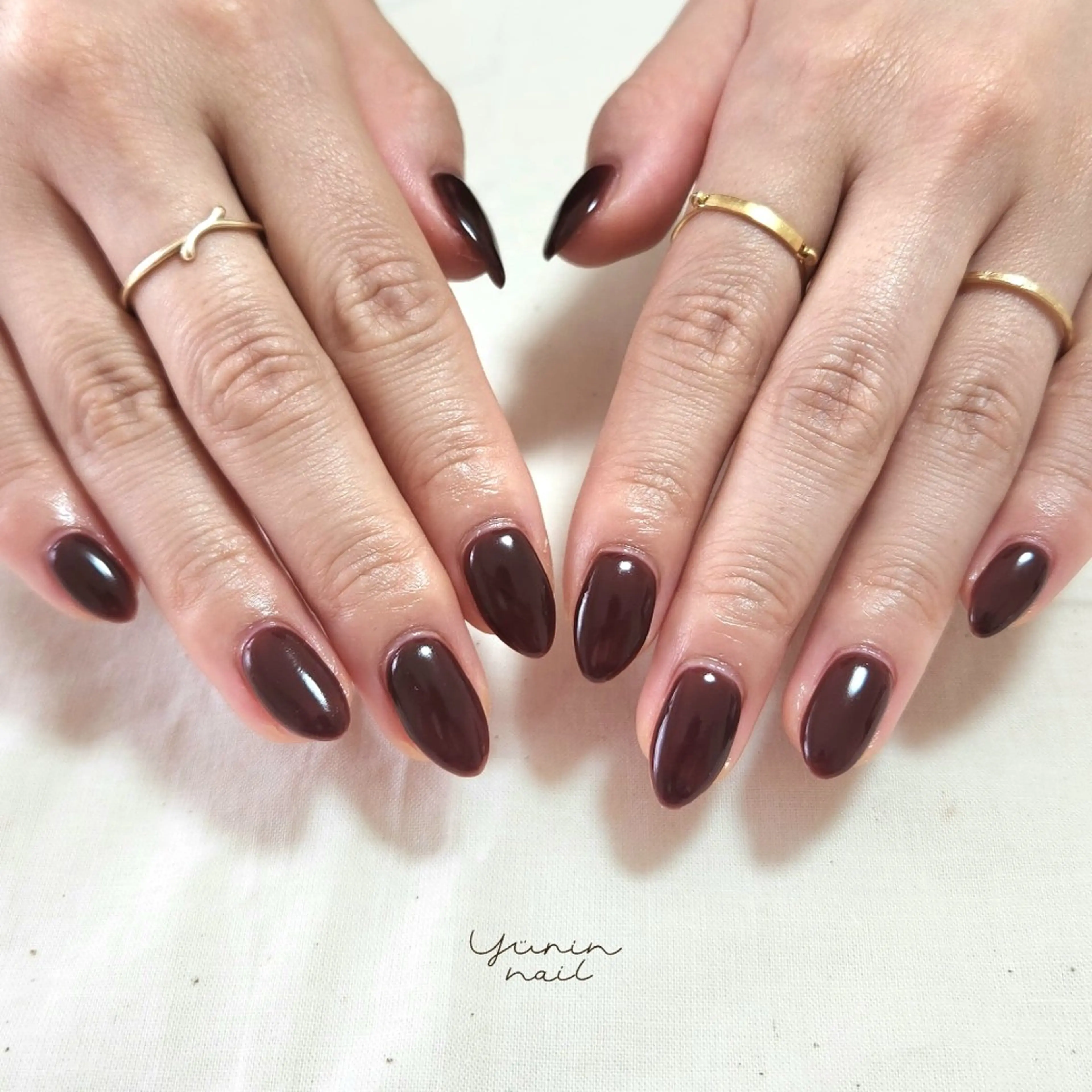 ネイル ボルドー ブラウン ショートネイル専門 yurin nailのネイルデザイン