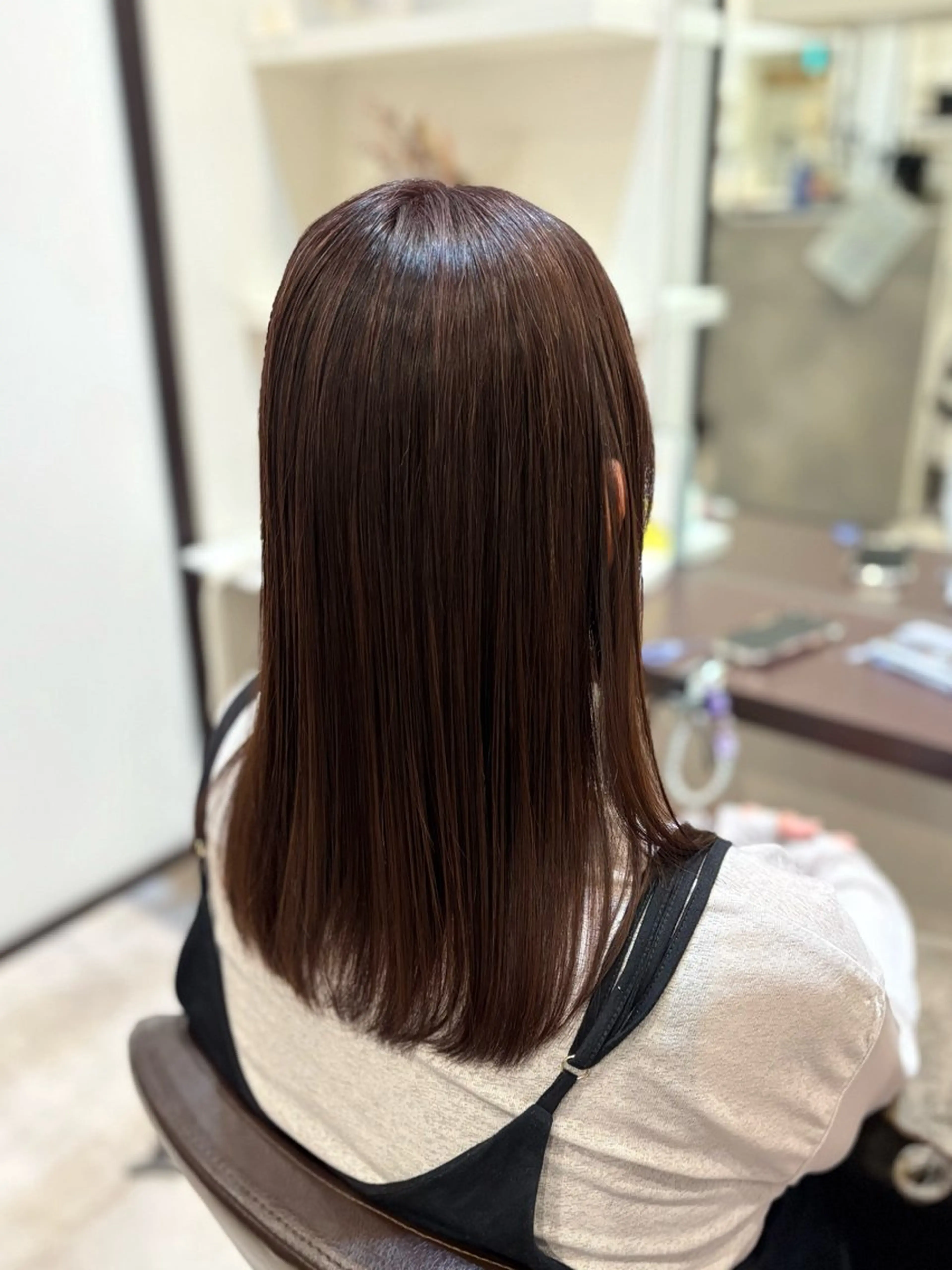ロング カラー ブラウンカラー パープルカラー パープルブラウン 縮毛矯正 カット ヘアカラー 山下 ちひろのマツエク・マツパデザイン