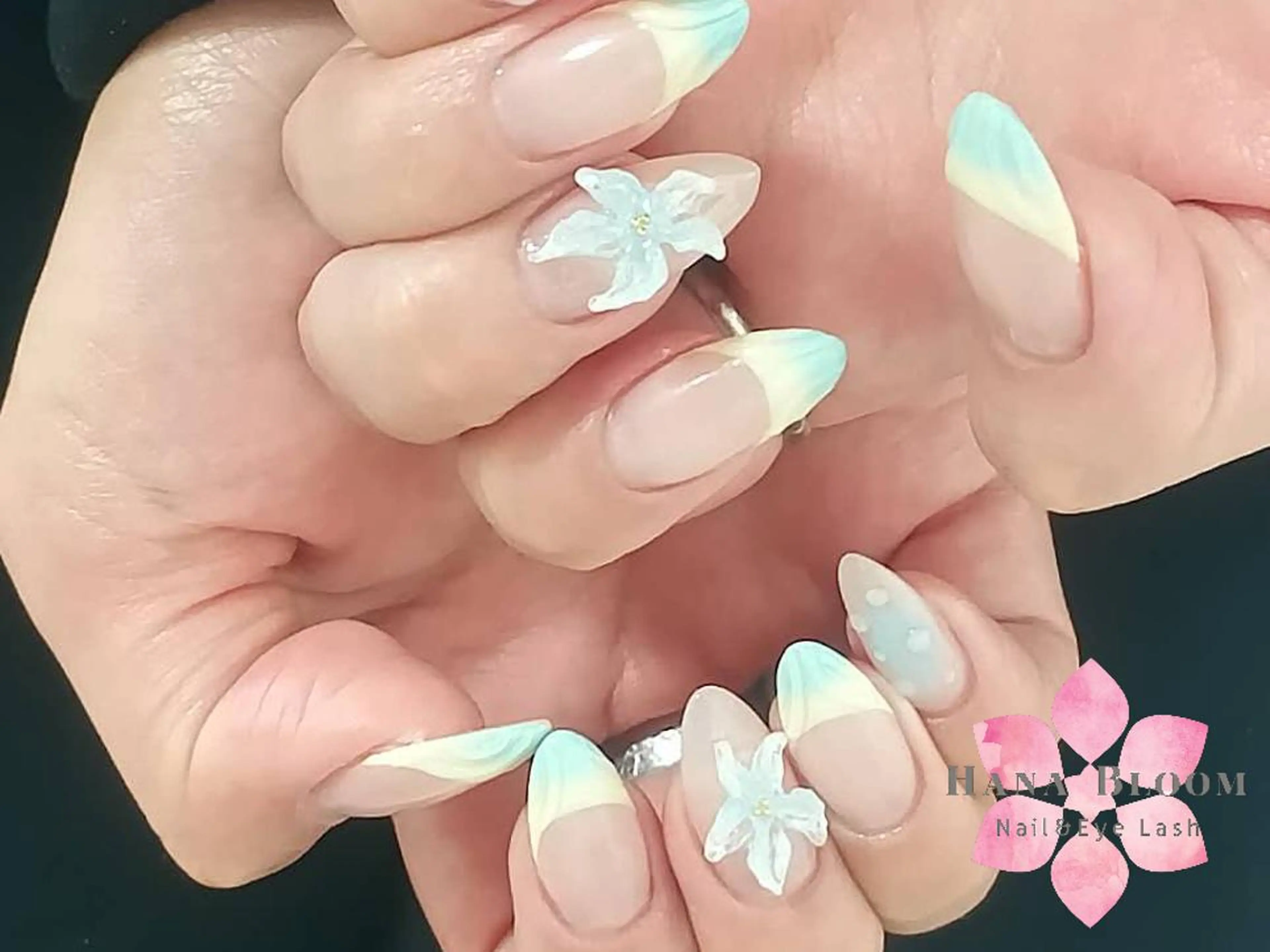 ネイル ガーリー 韓国ネイル ロングネイル 持ち込み リボン ハンドネイル ハンドケア Hana Bloom Nail💗YUIのネイルデザイン