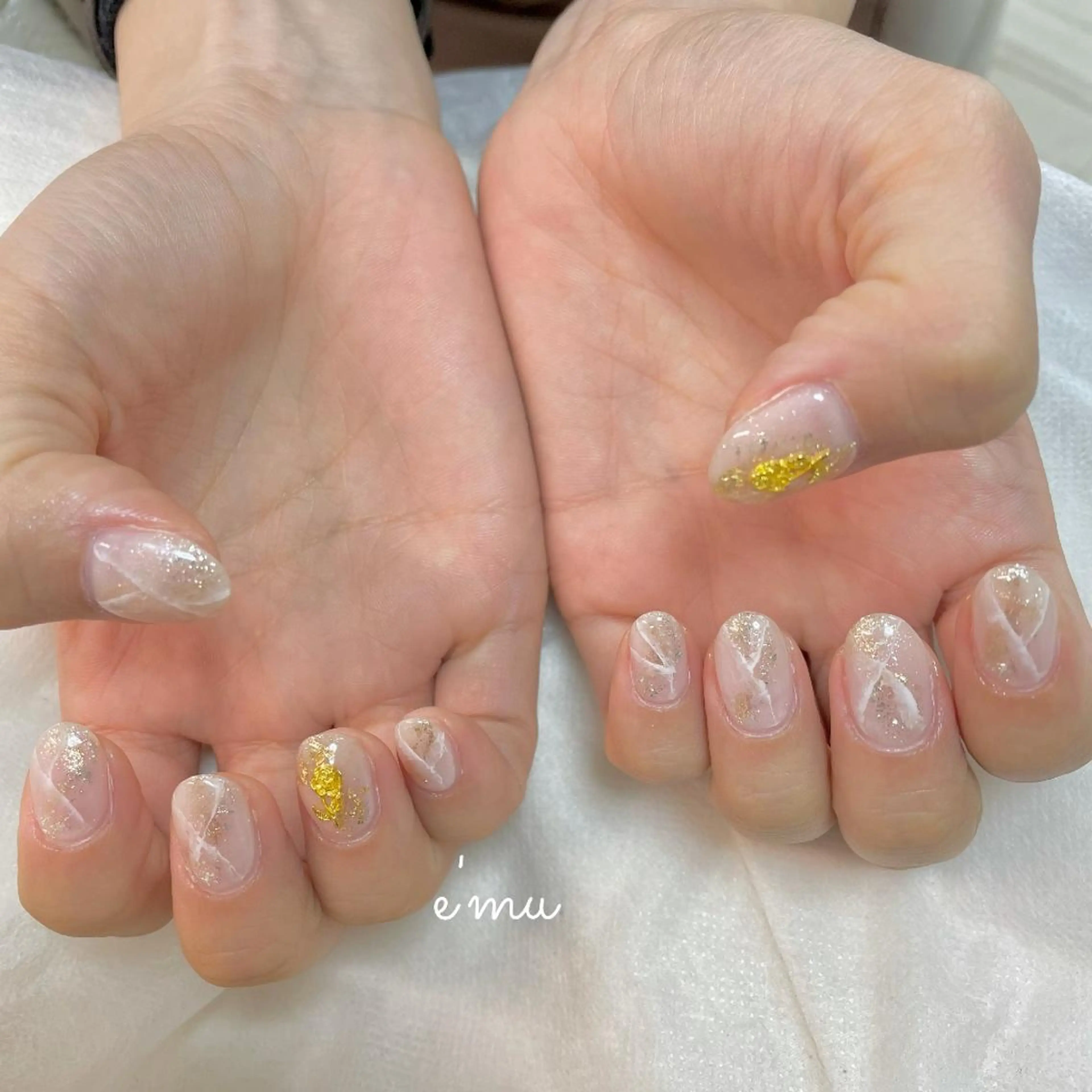ネイル 大理石ネイル(マーブル) ニュアンスネイル ハンドネイル nail salon e'mu💐のネイルデザイン
