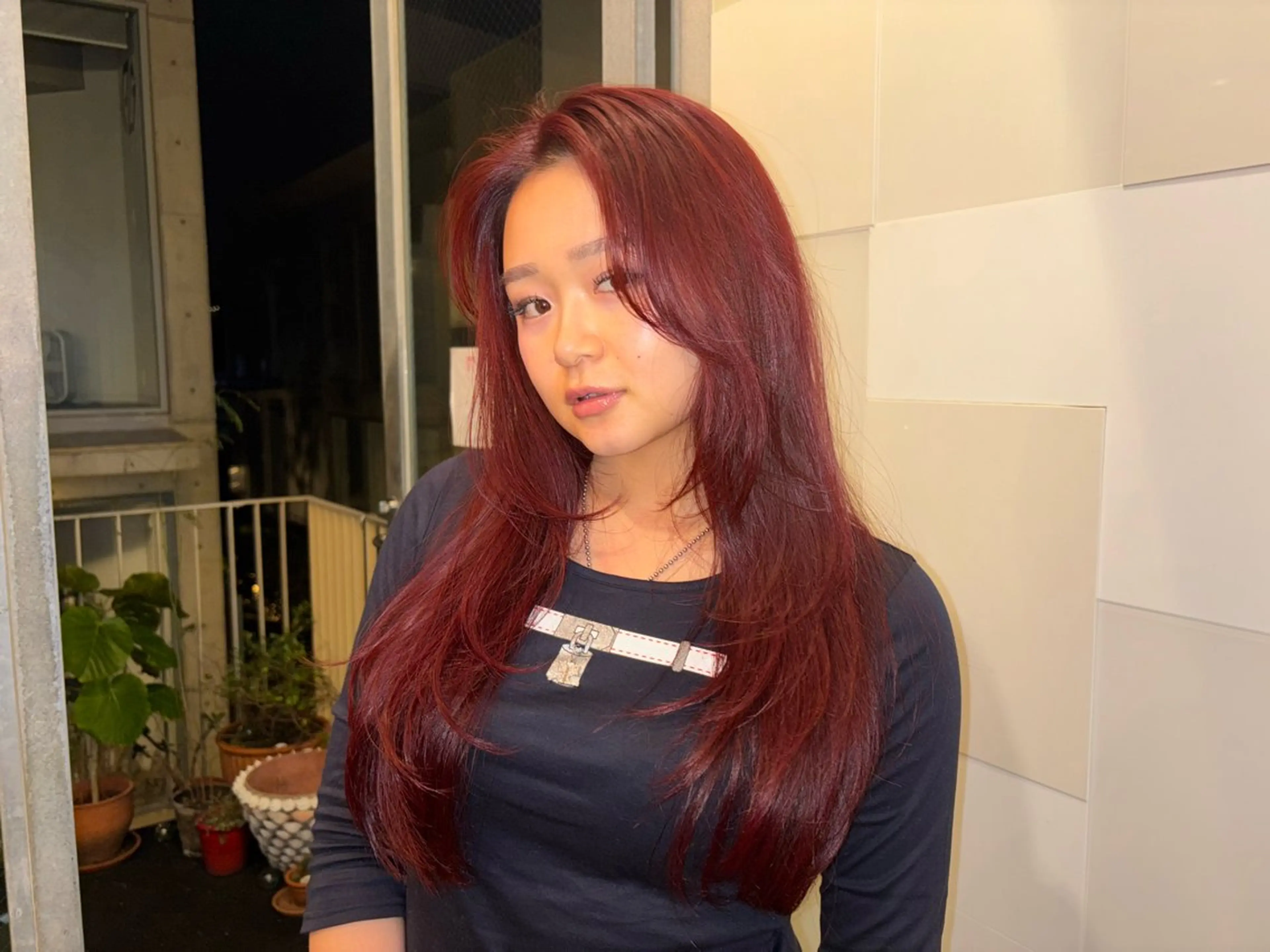 ロング カラー レイヤーカット 柿坂 華のヘアスタイル