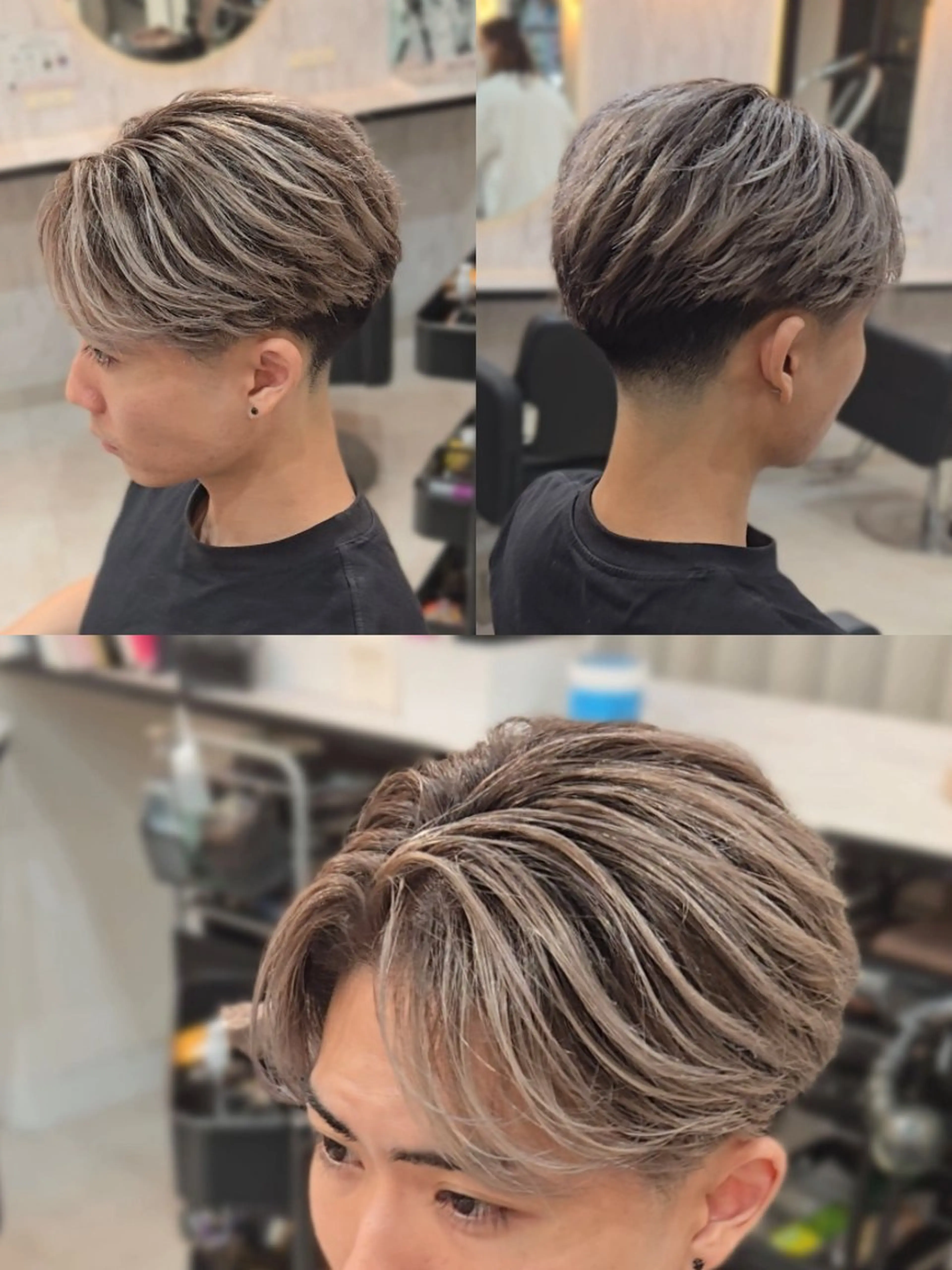 メンズ ミディアム カラー メンズバレイヤージュ フェードカット 刈り上げ バレイヤージュ レイヤーカット カット ヘアカラー ヘアセット LEN名古屋/パーマ 海外ヘア/メンズ特化のヘアスタイル