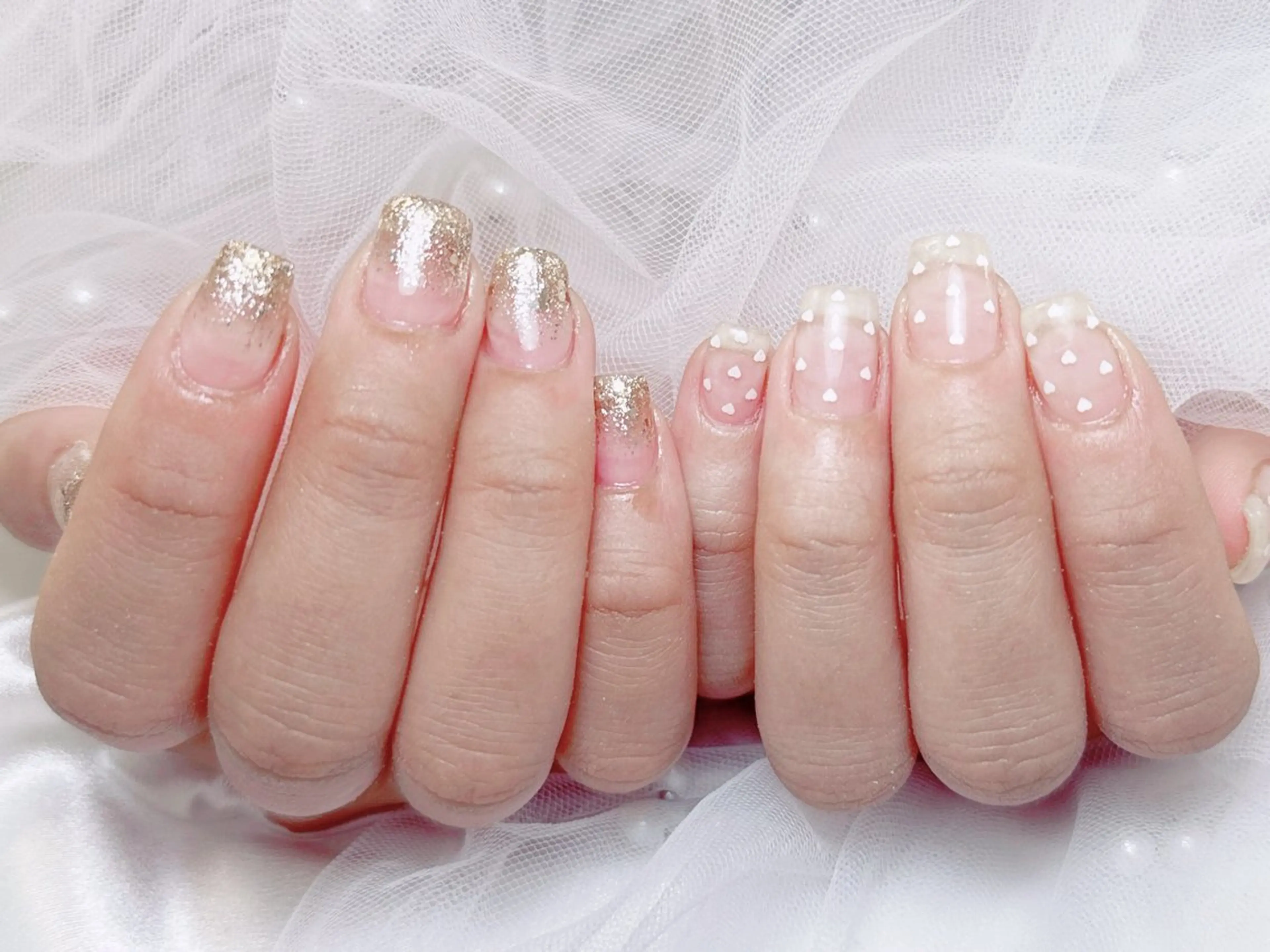 ネイル フレンチネイル ジェルネイル ハート 韓国ネイル マグネットネイル ハンドネイル ネイルサロン lotusのネイルデザイン