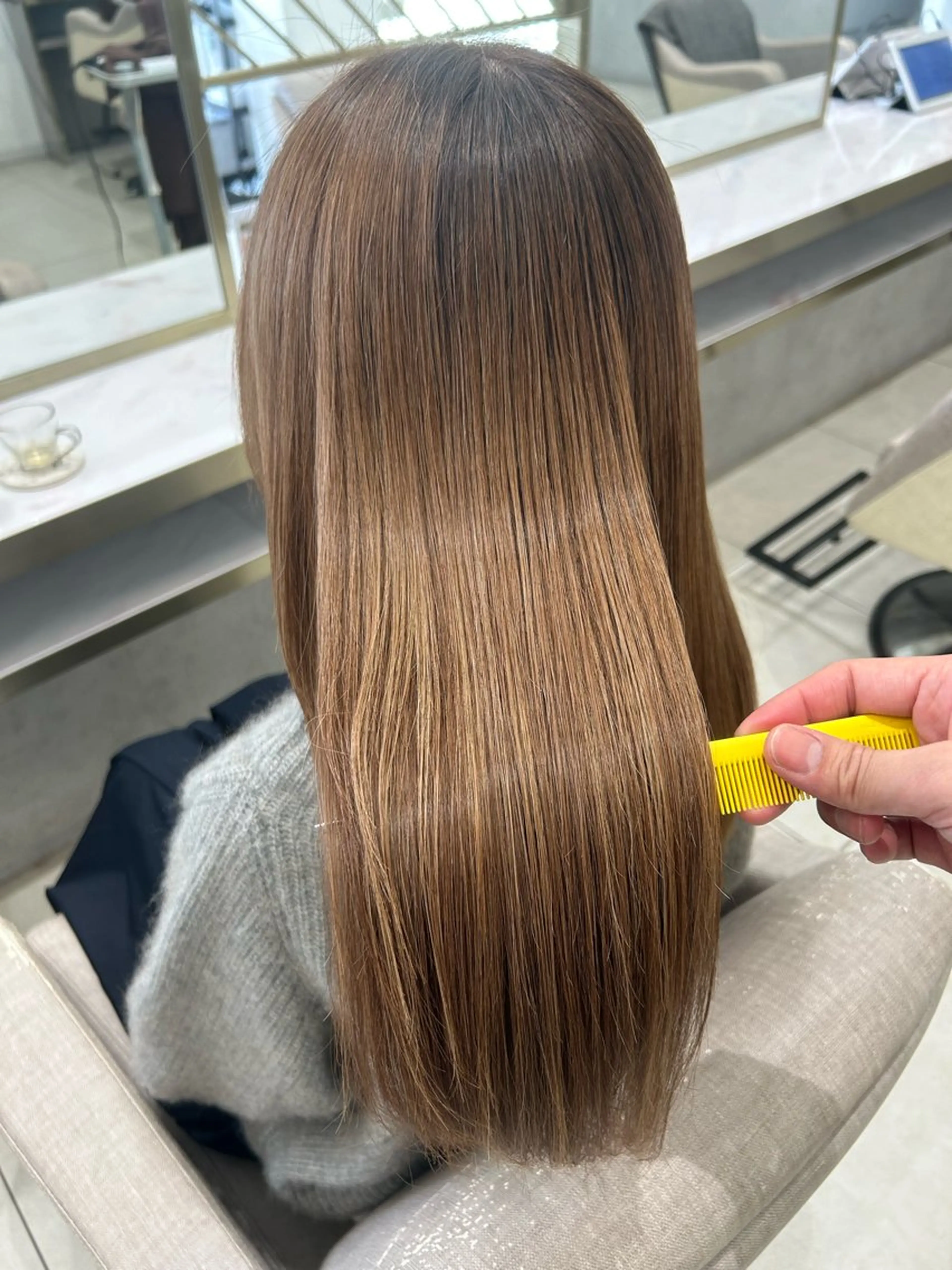 ロング カラー ブロンド 透明感カラー ヘアカラー トリートメント 渡辺　亮/ 白髪ぼかし/髪質改善のヘアスタイル