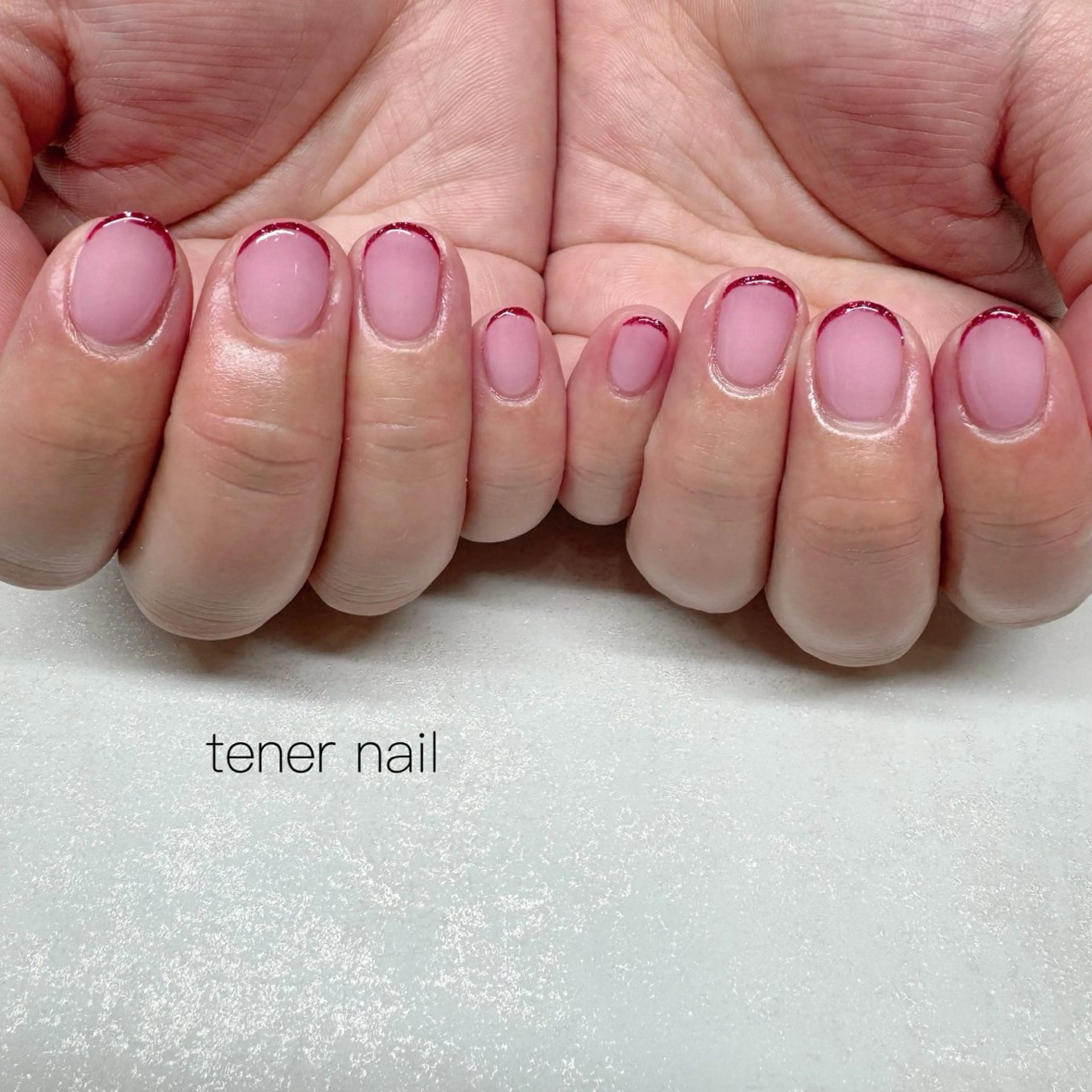 ネイル フラッシュネイル フレンチネイル ラメ(グリッター) ピンク ハンドネイル テネルネイル tener nailのネイルデザイン