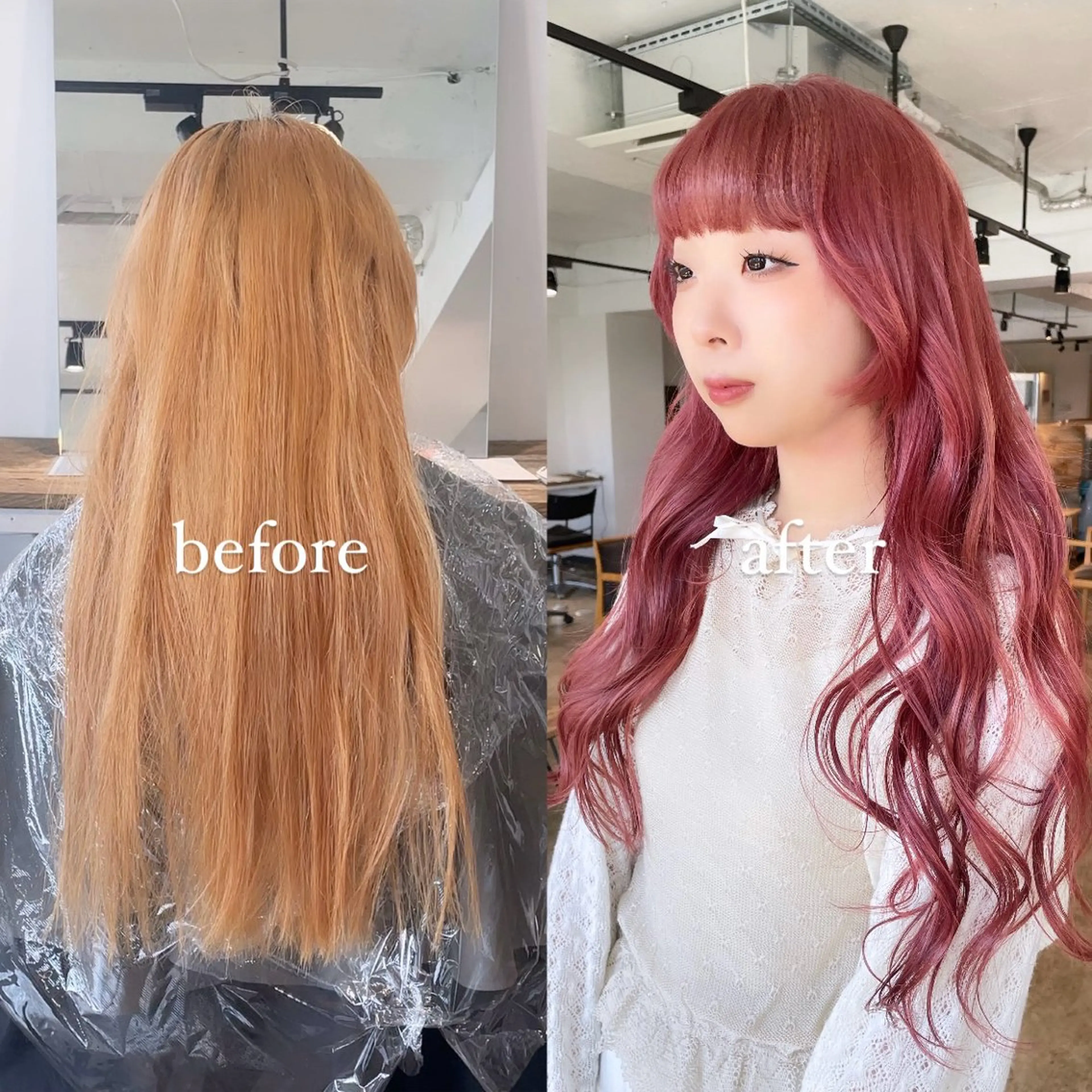 ロング カラー ブリーチ ケアブリーチ ダブルカラー ピンクカラー 暖色カラー🍒 ケアブリーチ/akiのヘアスタイル