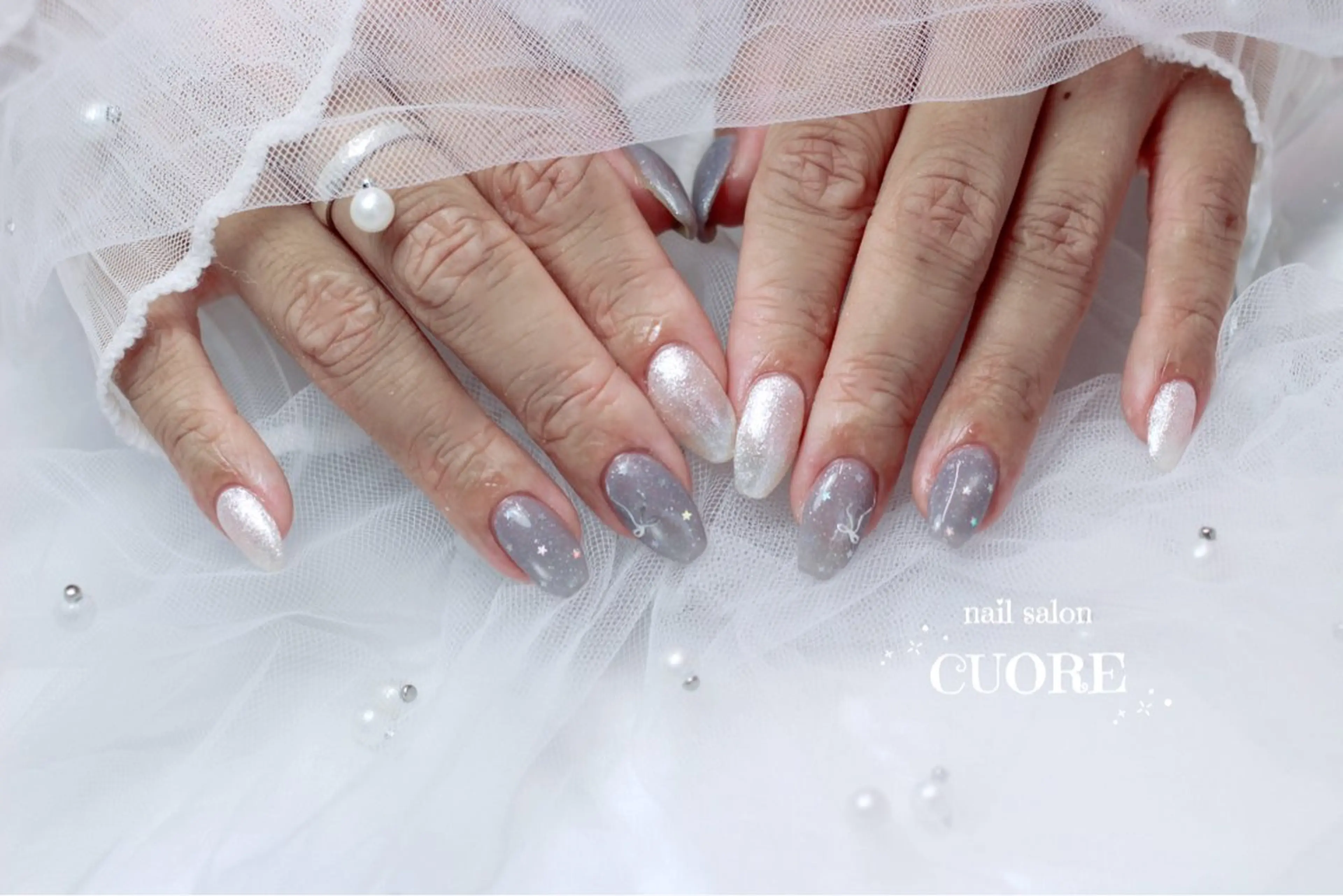 ネイル フラッシュネイル フラッシュマグ ラメ(グリッター) マグネットネイル シンプルネイル ハンドネイル nail salon CUOREのネイルデザイン