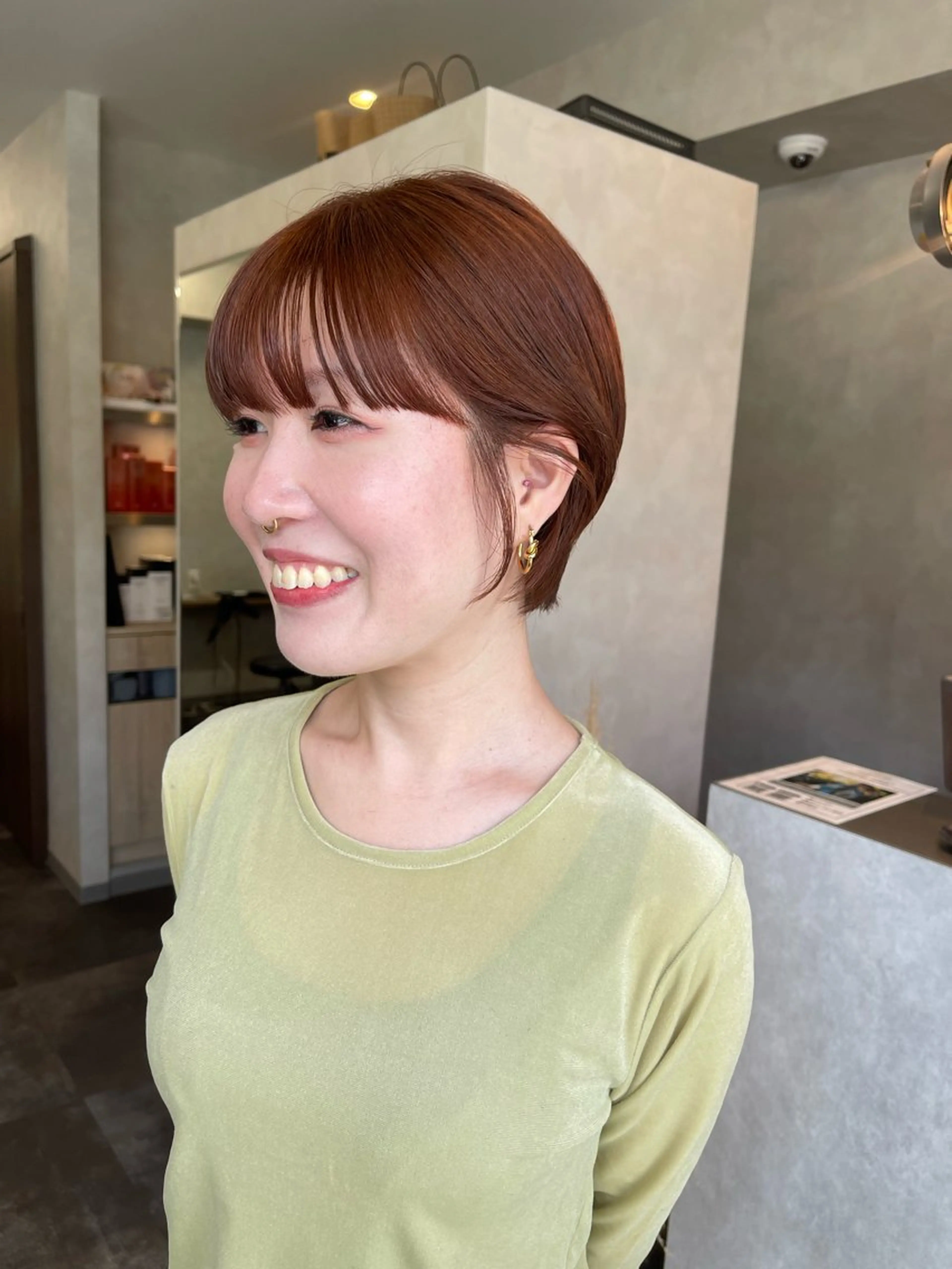 ショート カラー ブリーチ ブラウンカラー ダブルカラー ブリーチなしカラー オレンジ ダブルカラー /まつ毛パーマ🎀のヘアスタイル