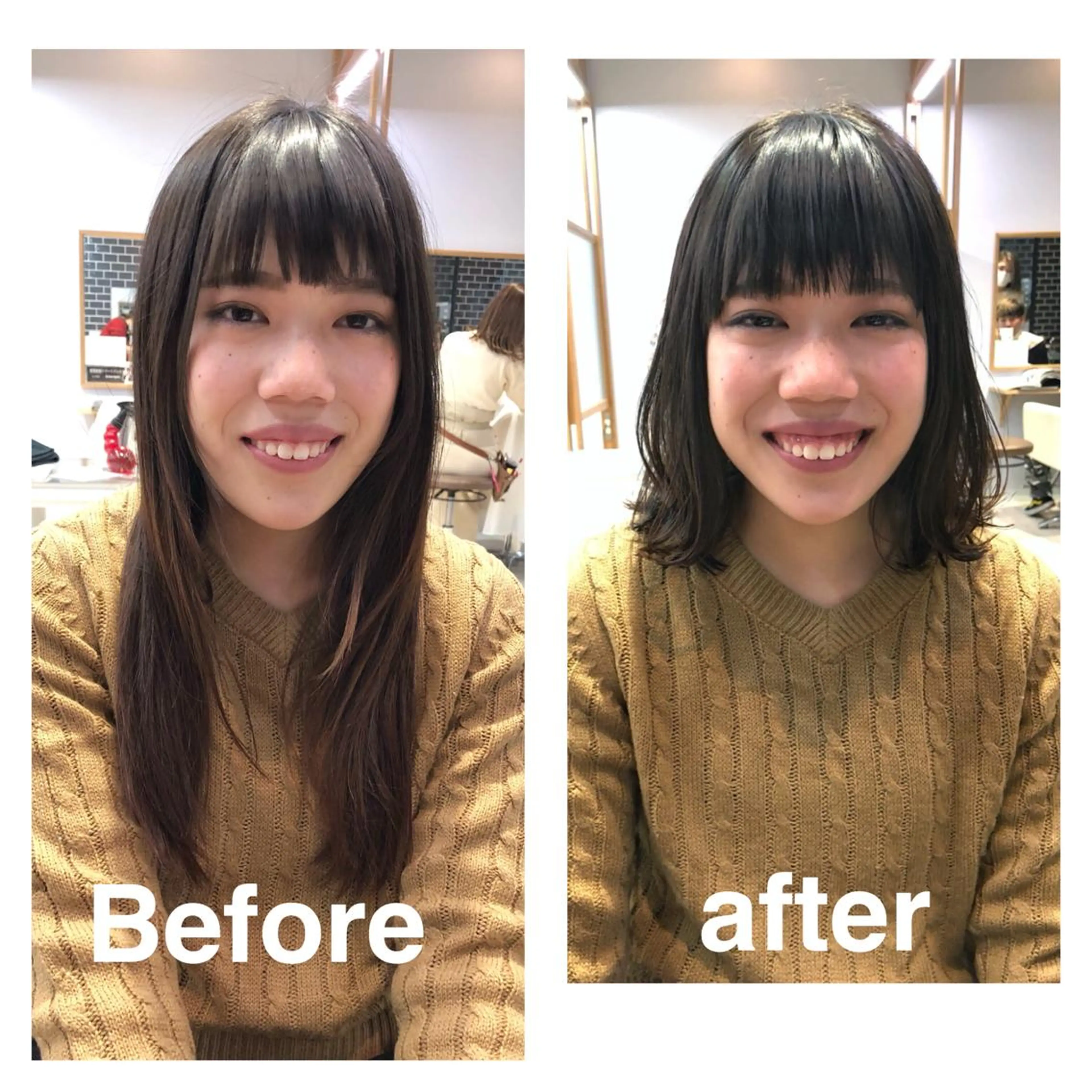 ミディアム 切りっぱなしボブ ボブ 顔周りカット レイヤーカット シースルーバング 中村 美穂のヘアスタイル