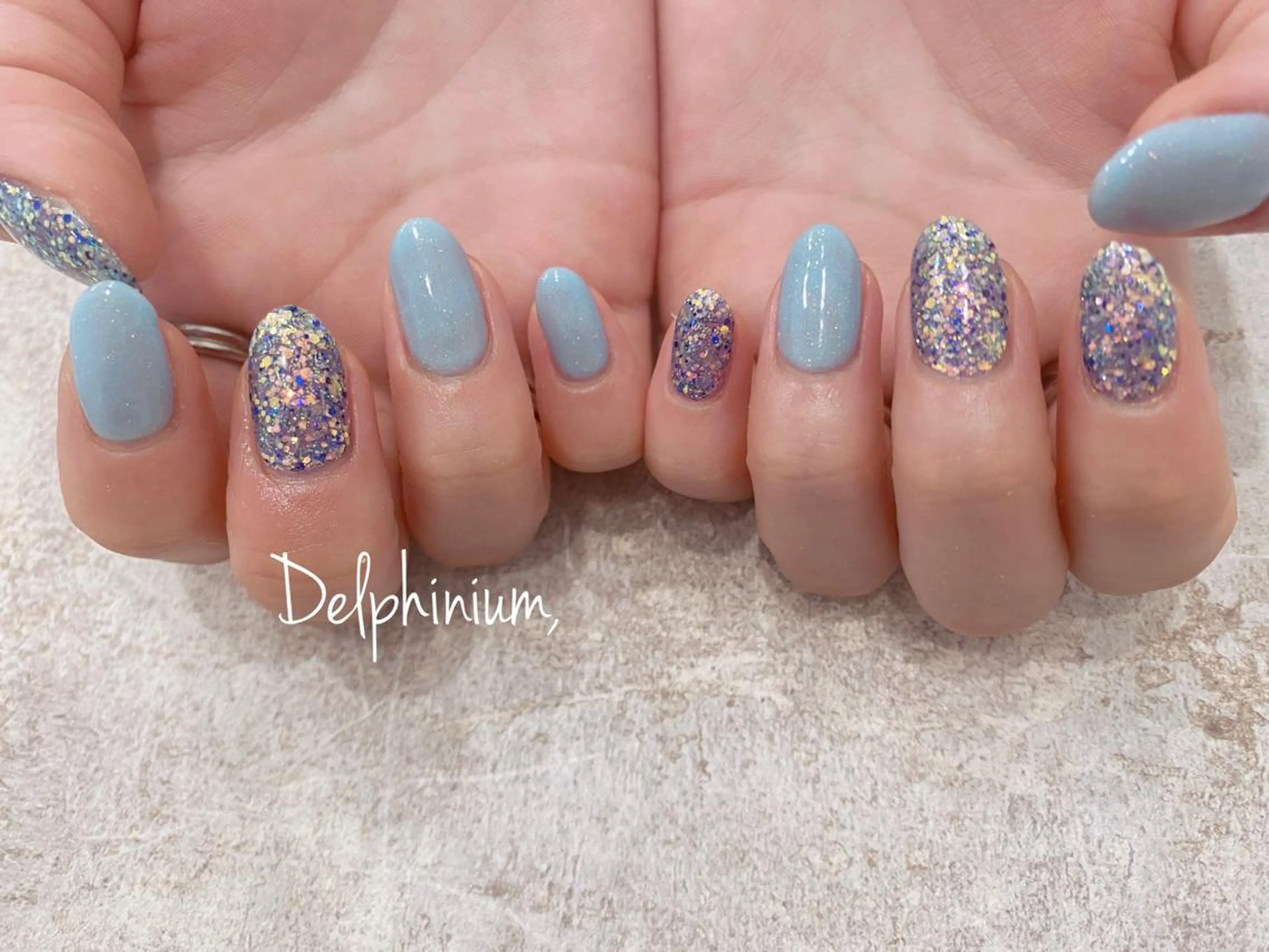 ネイル キラキラネイル ラメ(グリッター) ワンカラーネイル ハンドネイル 岡本 友恵のネイルデザイン