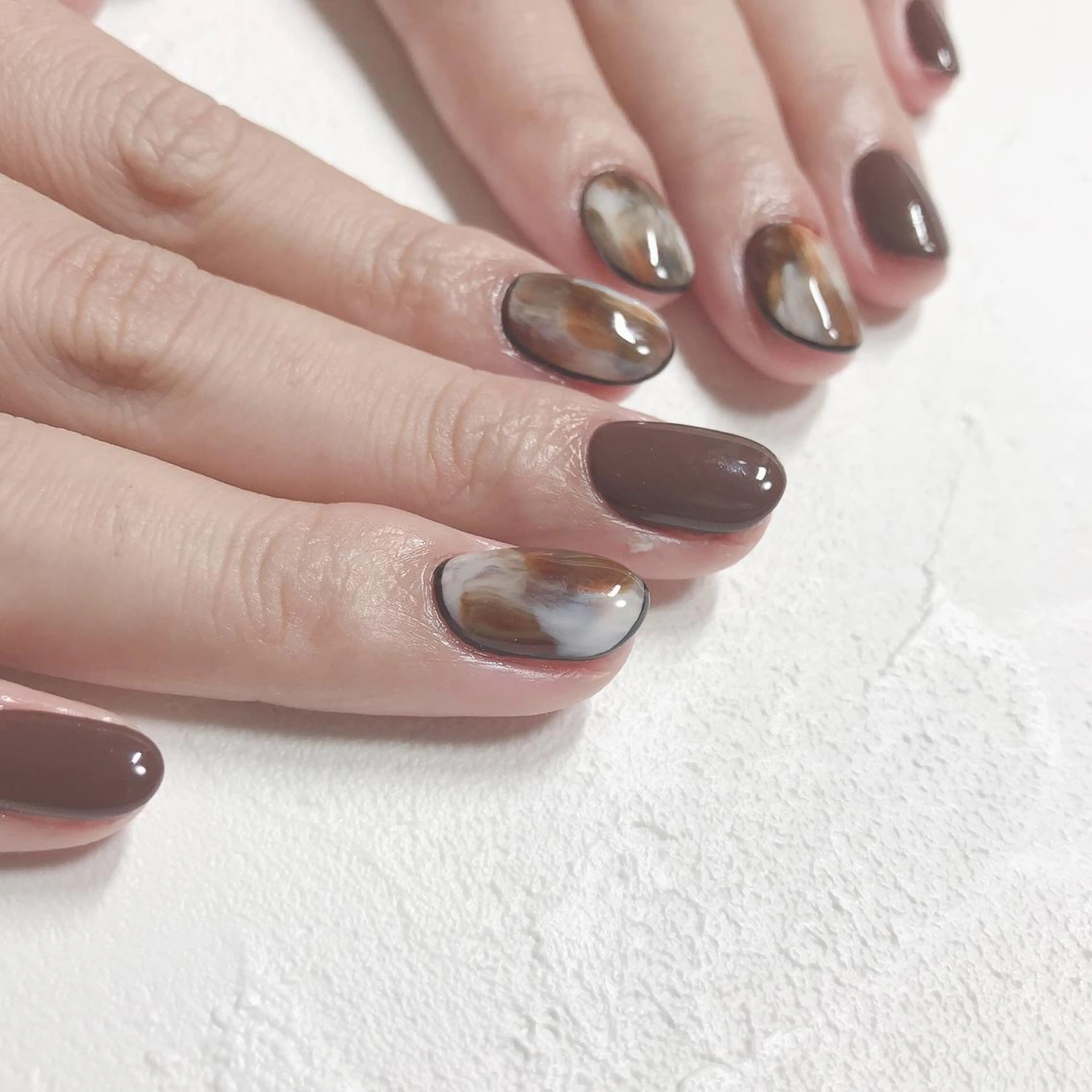 ネイル ブラウン ハンドネイル Room nailのネイルデザイン