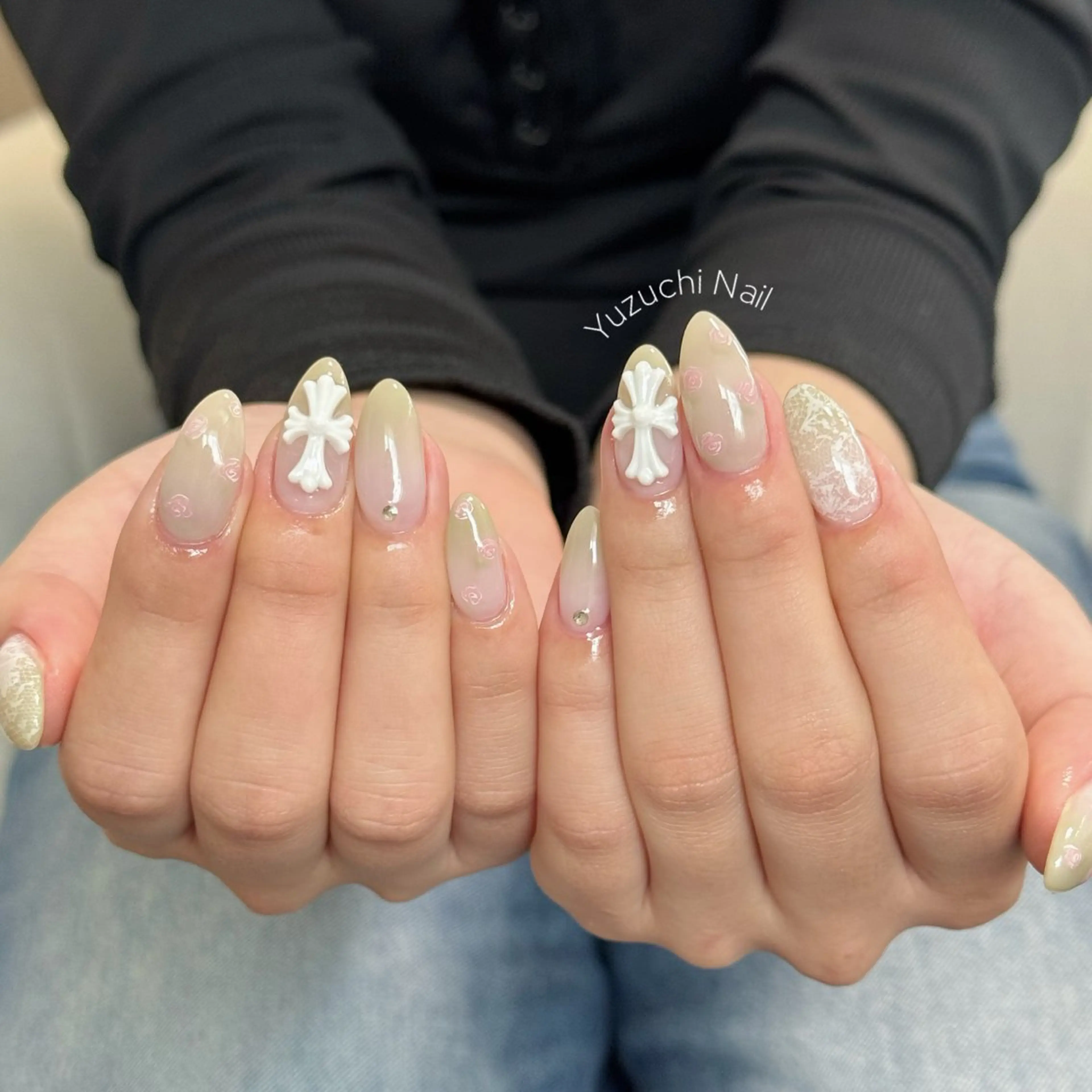 ネイル 長さ出し キラキラネイル ハンドネイル Yuzuchi Nailのネイルデザイン