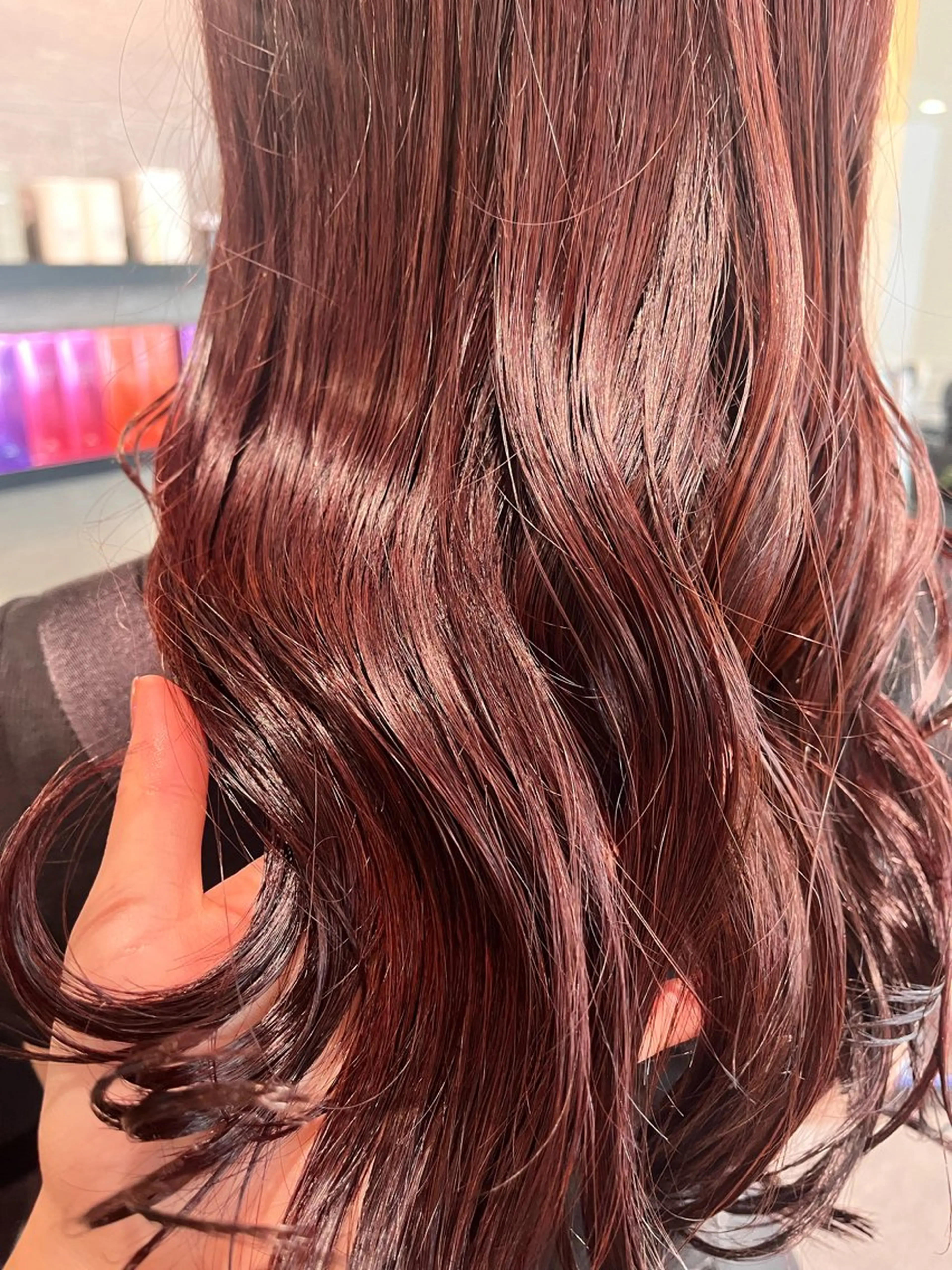 ロング カラー ブリーチ ブリーチなしカラー レッドカラー ブリーチなし ダブルカラー/ゆなのヘアスタイル