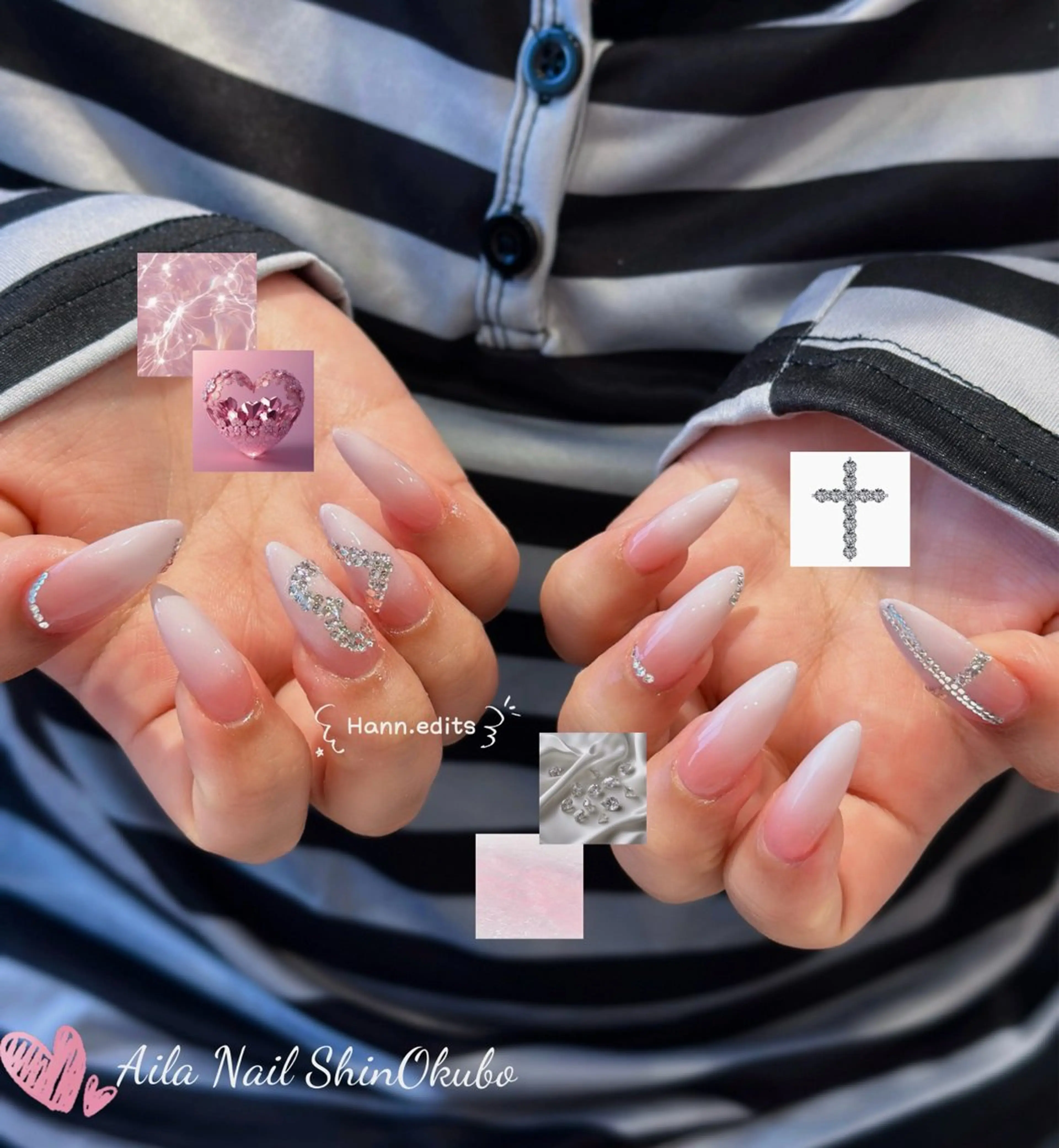 セミロング 韓国風ヘア ハンドネイル Aila Nail ShinOkuboのネイルデザイン