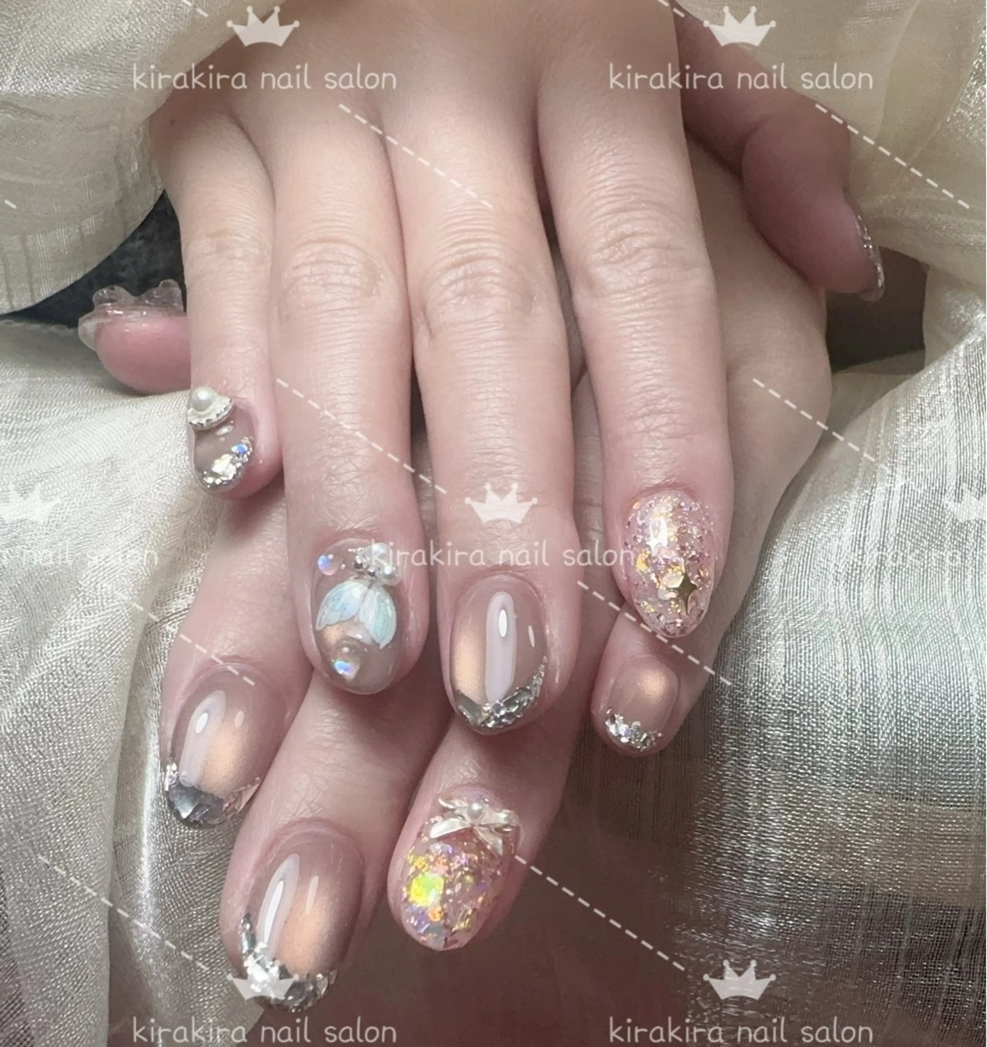 ネイル フレンチネイル ガラスフレンチ マグネットネイル Kirakira Nail salonのネイルデザイン