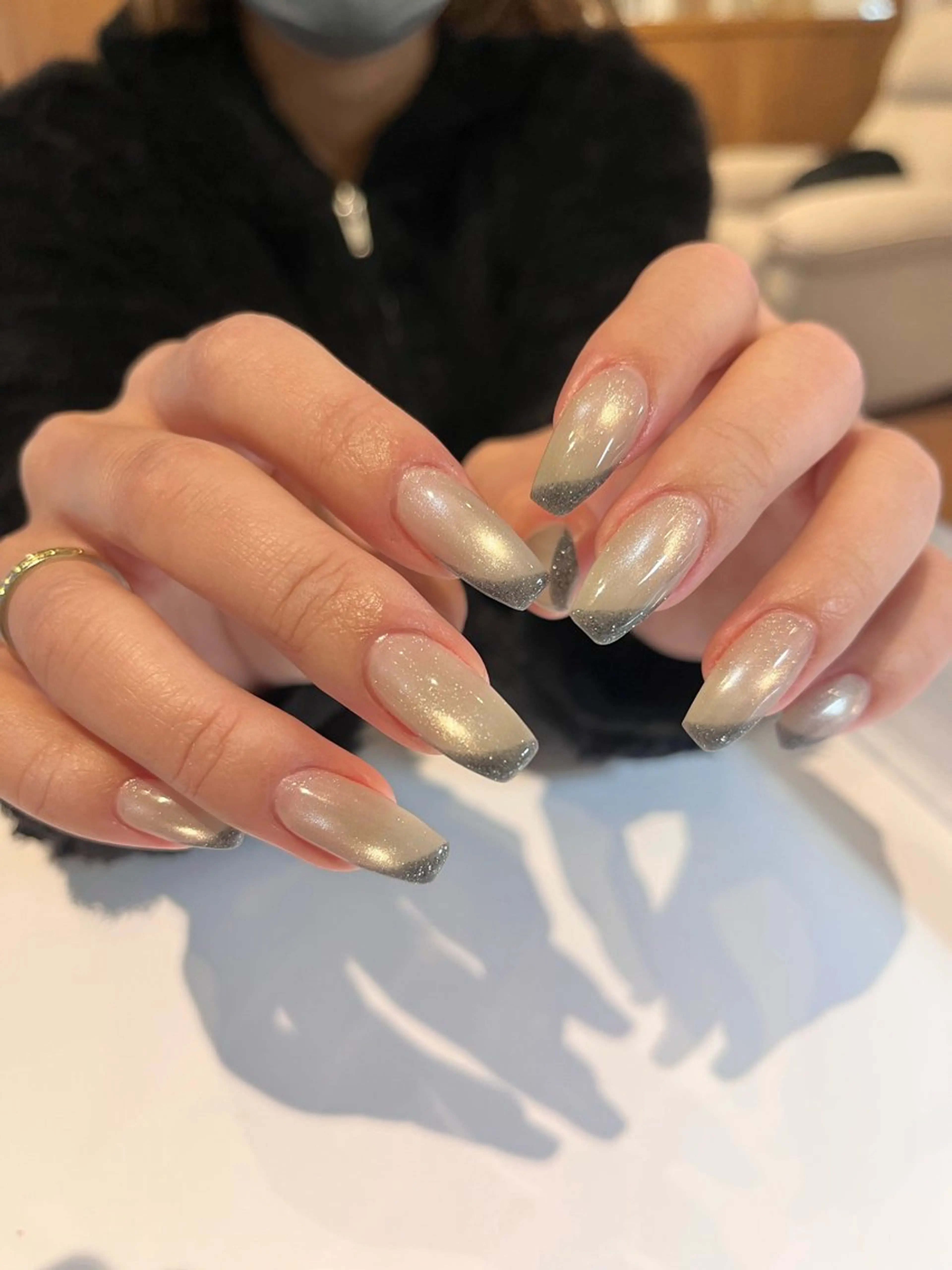 ネイル フラッシュネイル フレンチネイル ラメ(グリッター) マグネットネイル ハンドネイル ballie／小野原 なつみのネイルデザイン