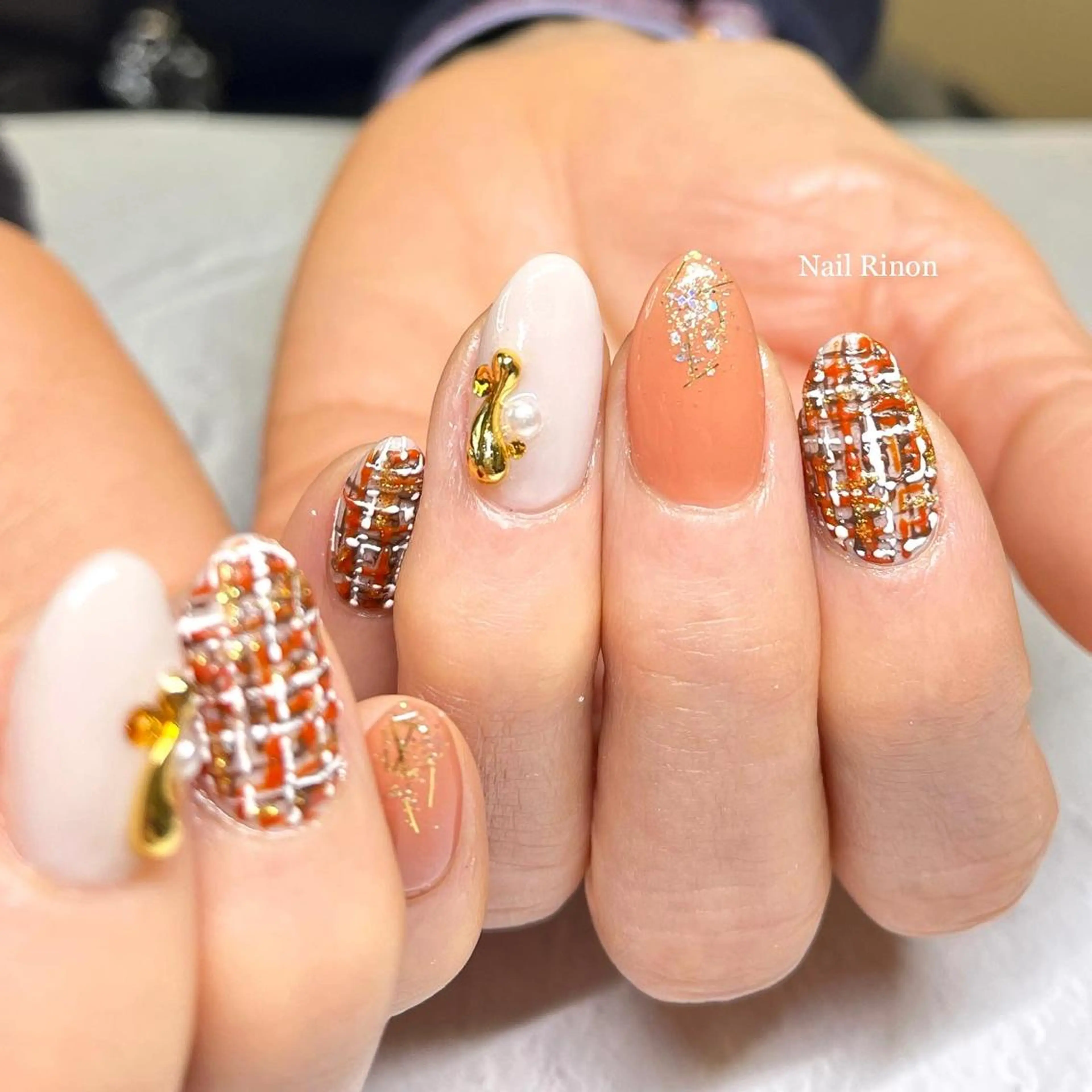 ネイル ツイードネイル ハンドネイル Nail Rinonのネイルデザイン