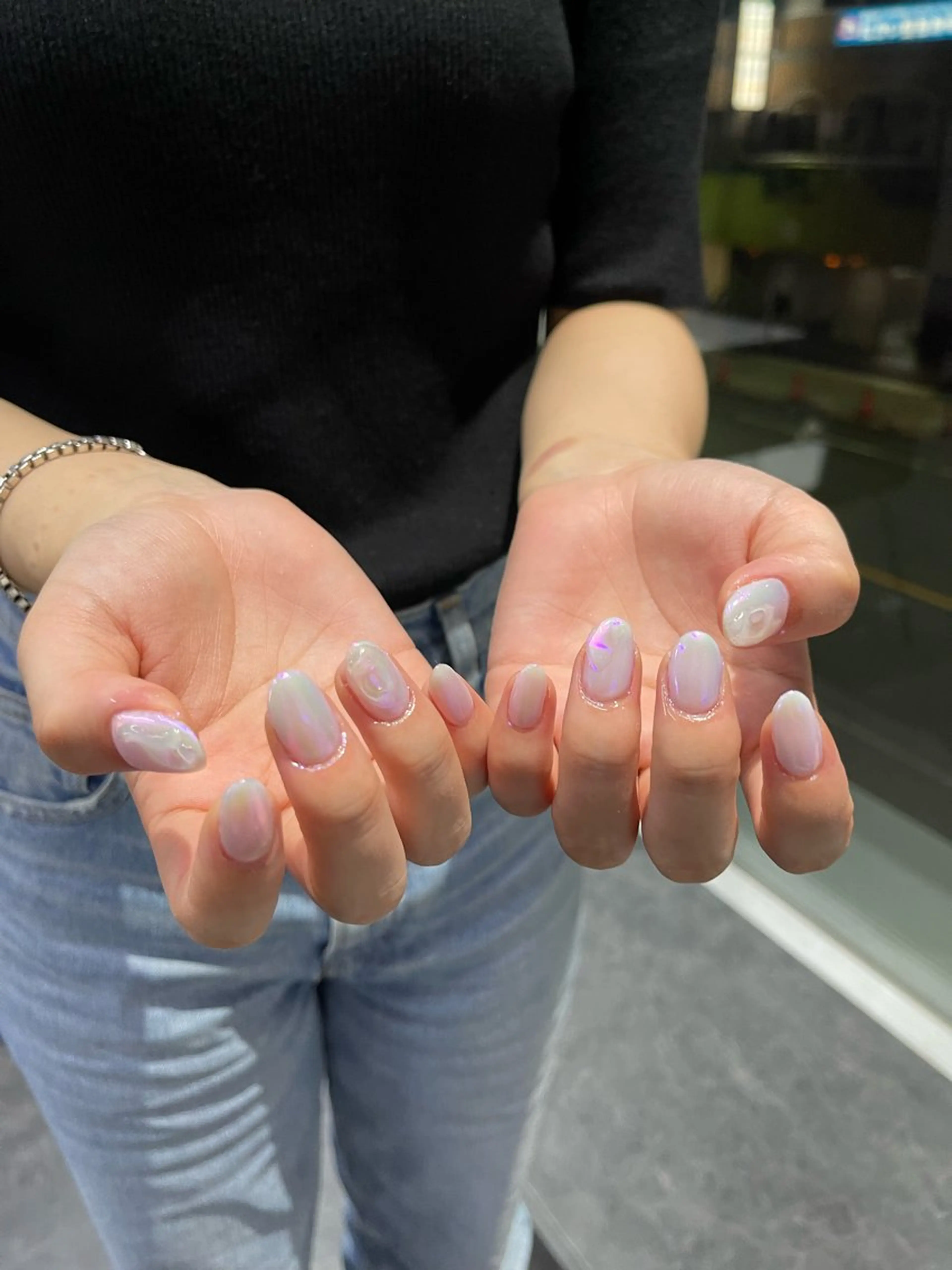 ネイル フレンチネイル マグネットネイル ニュアンスネイル ワンカラーネイル ハンドネイル GRANDE大須 Cecil💜のネイルデザイン