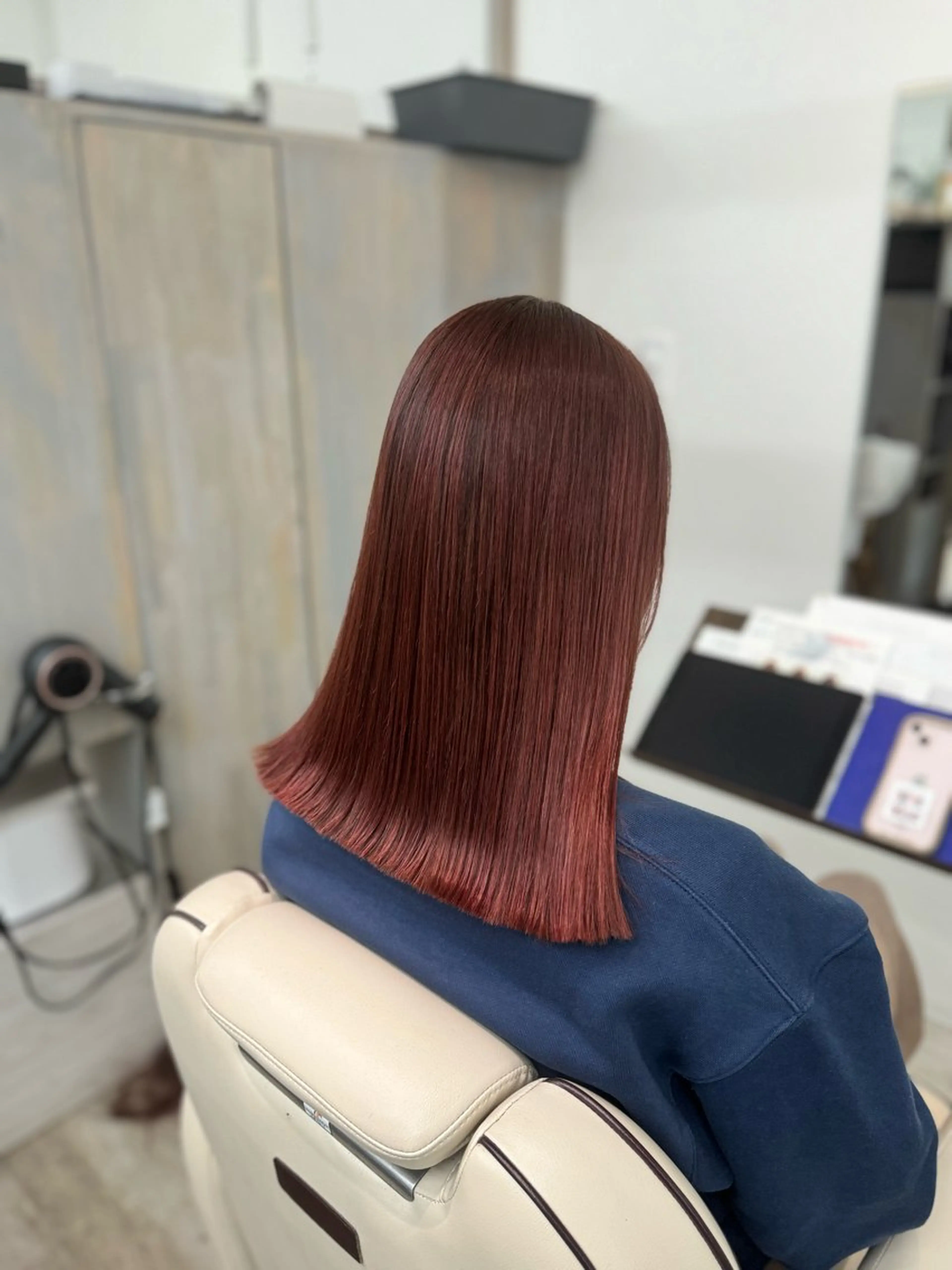 セミロング カラー ピンクカラー 髪質改善 トリートメント 髪質改善×艶カラー Haruのヘアスタイル