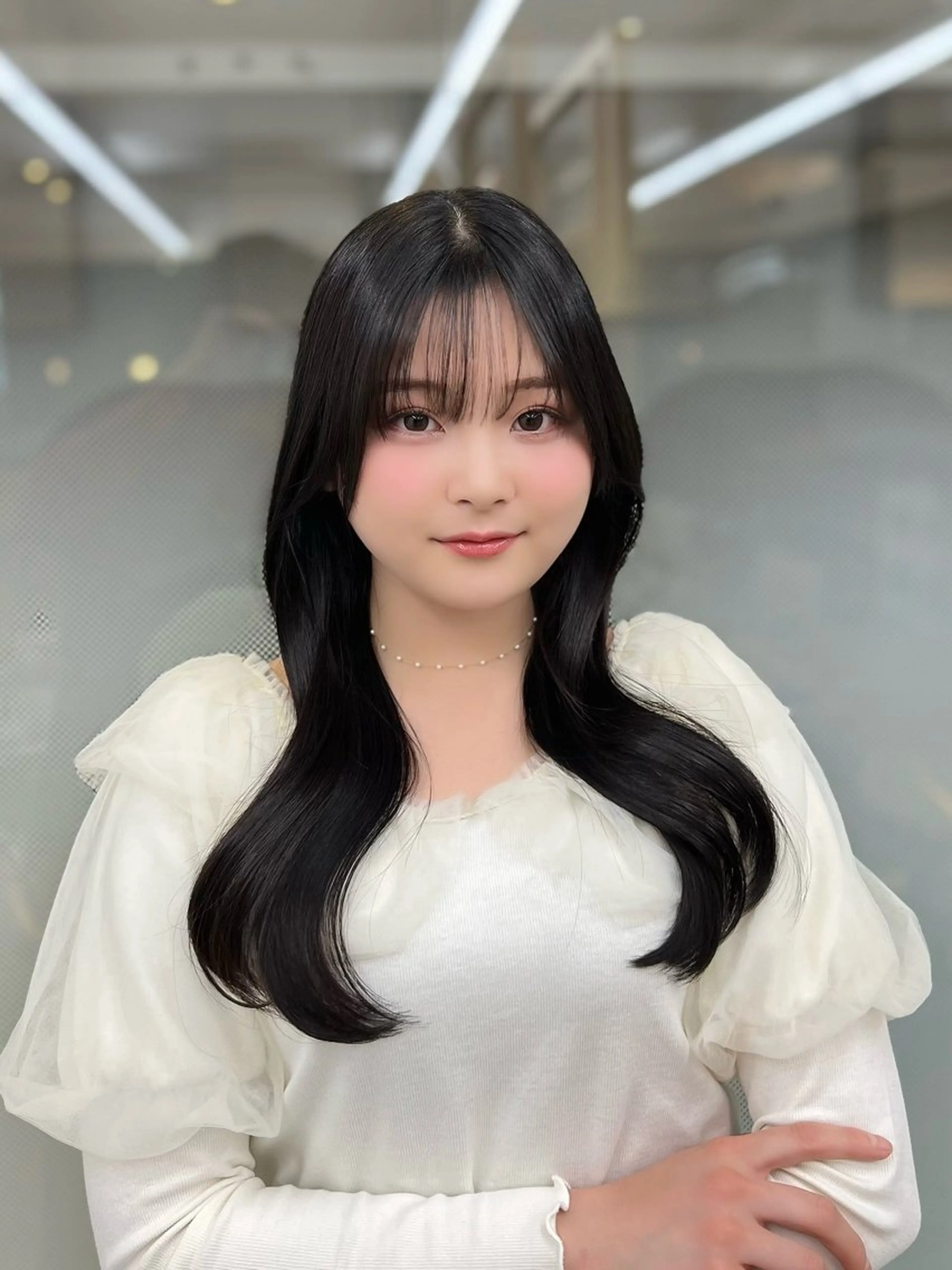 ロング カラー ダークグレー ダークグレージュ グレージュ くびれヘア レイヤーカット カット ヘアカラー トリートメント レイヤー/髪質改善 DAISUKEのヘアスタイル