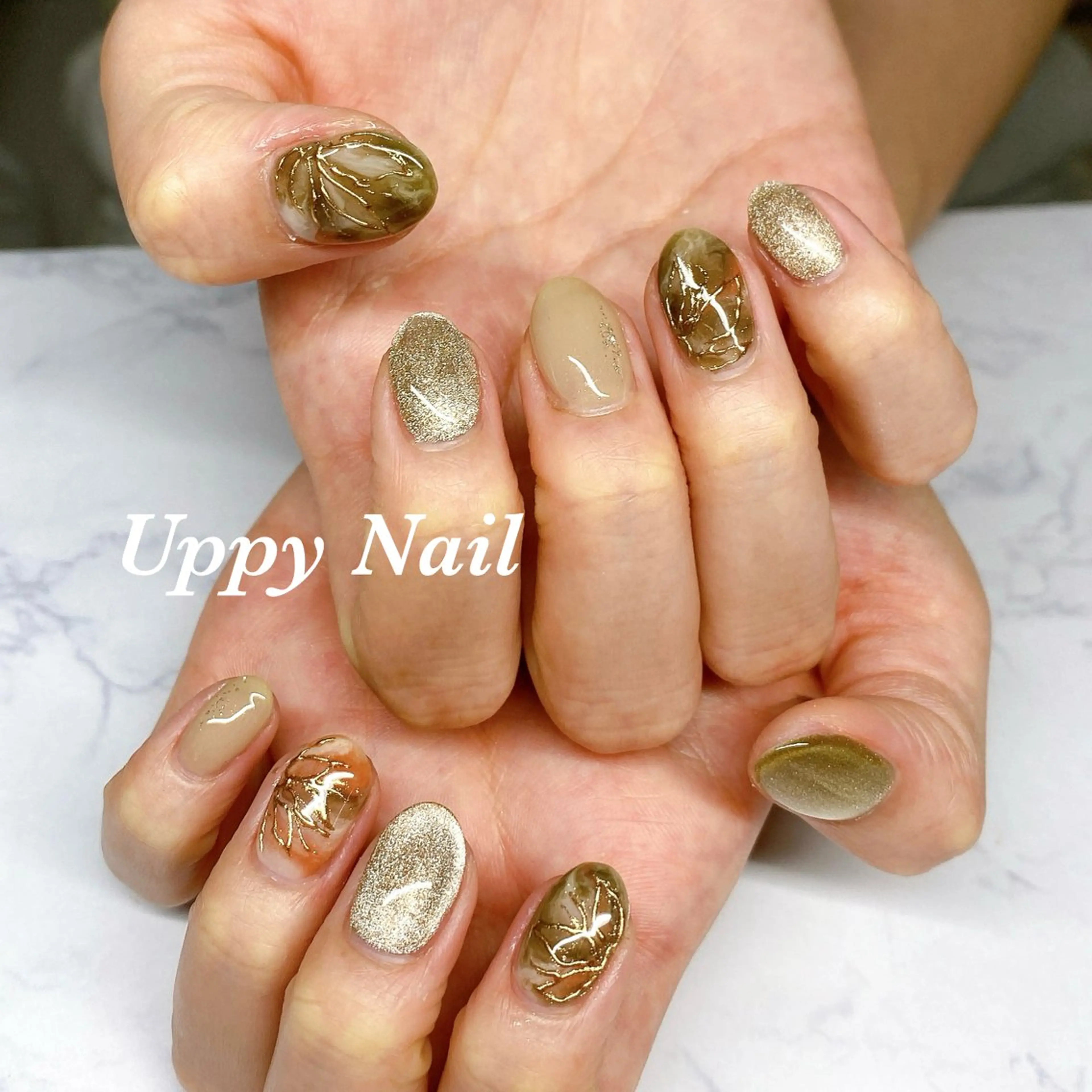 ネイル オレンジ ハンドネイル Uppy Nail ukyoのネイルデザイン