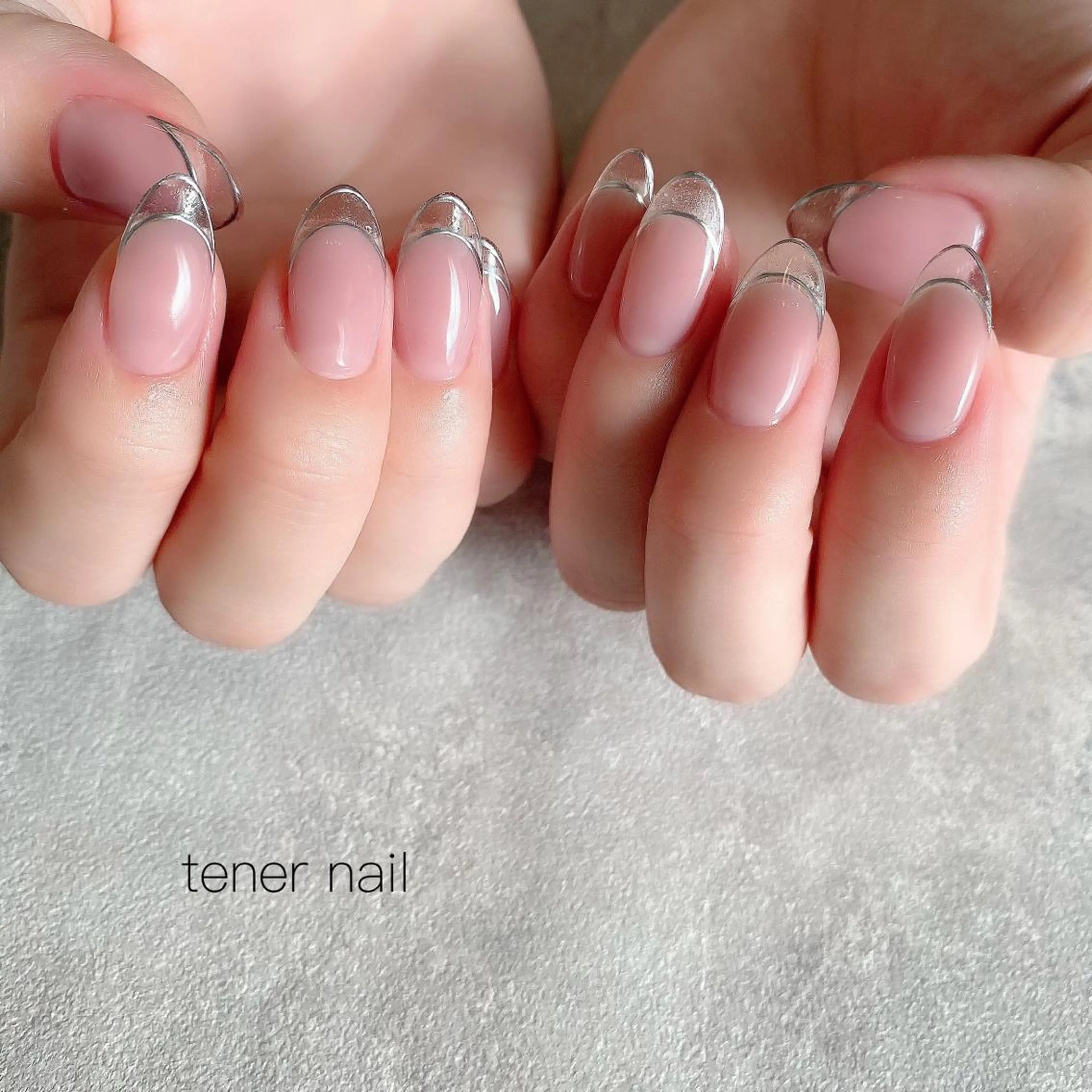 ネイル クリアネイル フレンチネイル シルバー テネルネイル tener nailのネイルデザイン