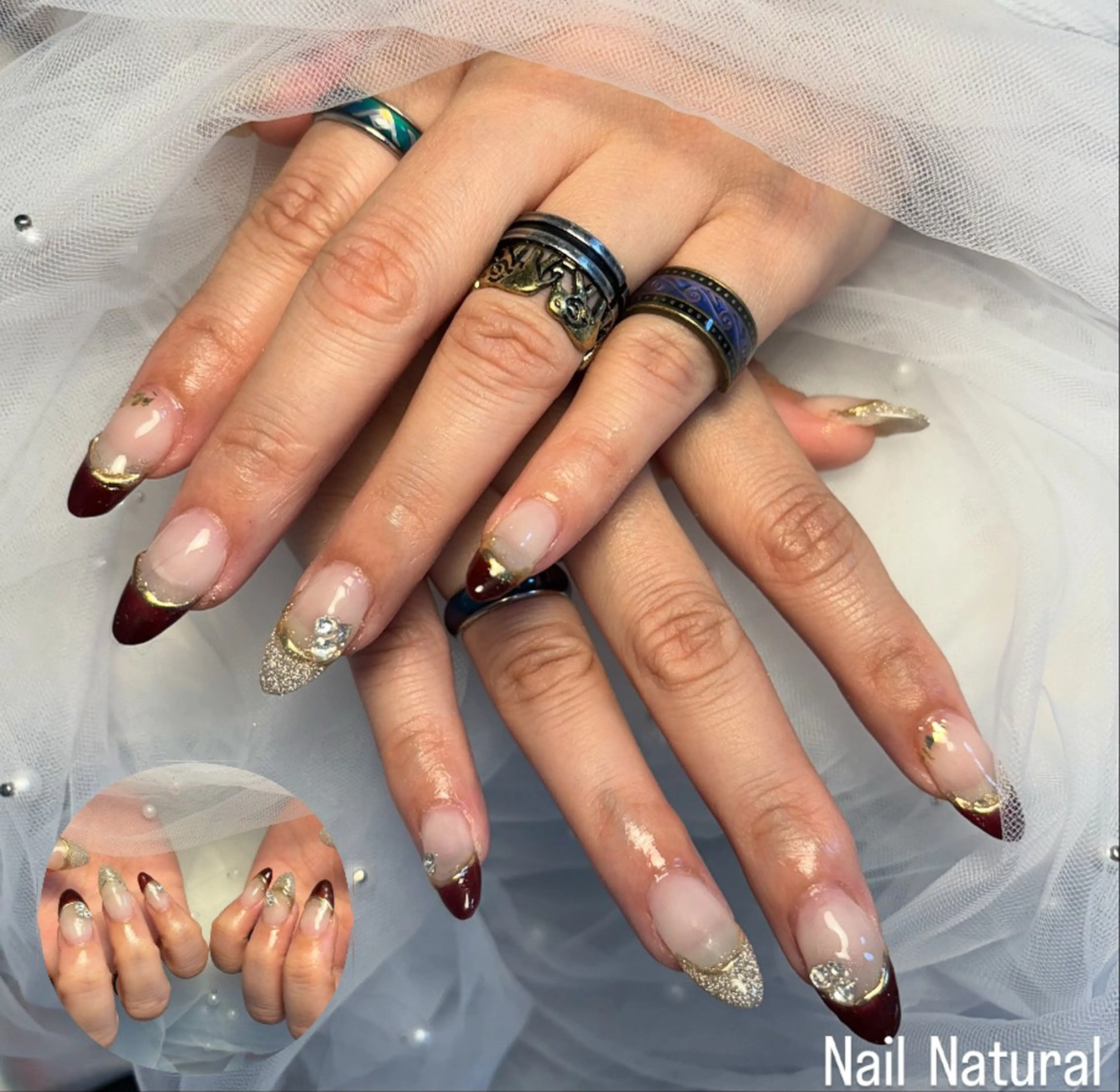 ネイル フラッシュネイル フットネイル フレンチネイル ジェルネイル ガラスフレンチ ハンドネイル Nail salon Natulalのネイルデザイン